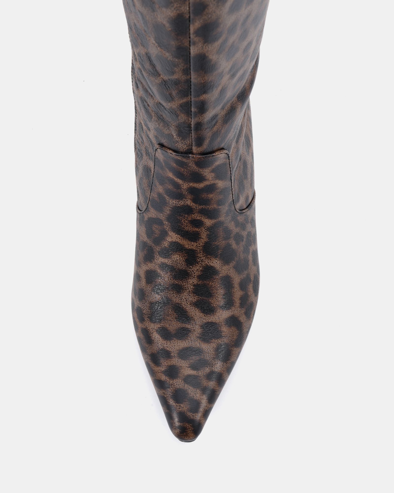 GRATEFUL Leopard Mid Stiletto Heel Point Knee Boot
