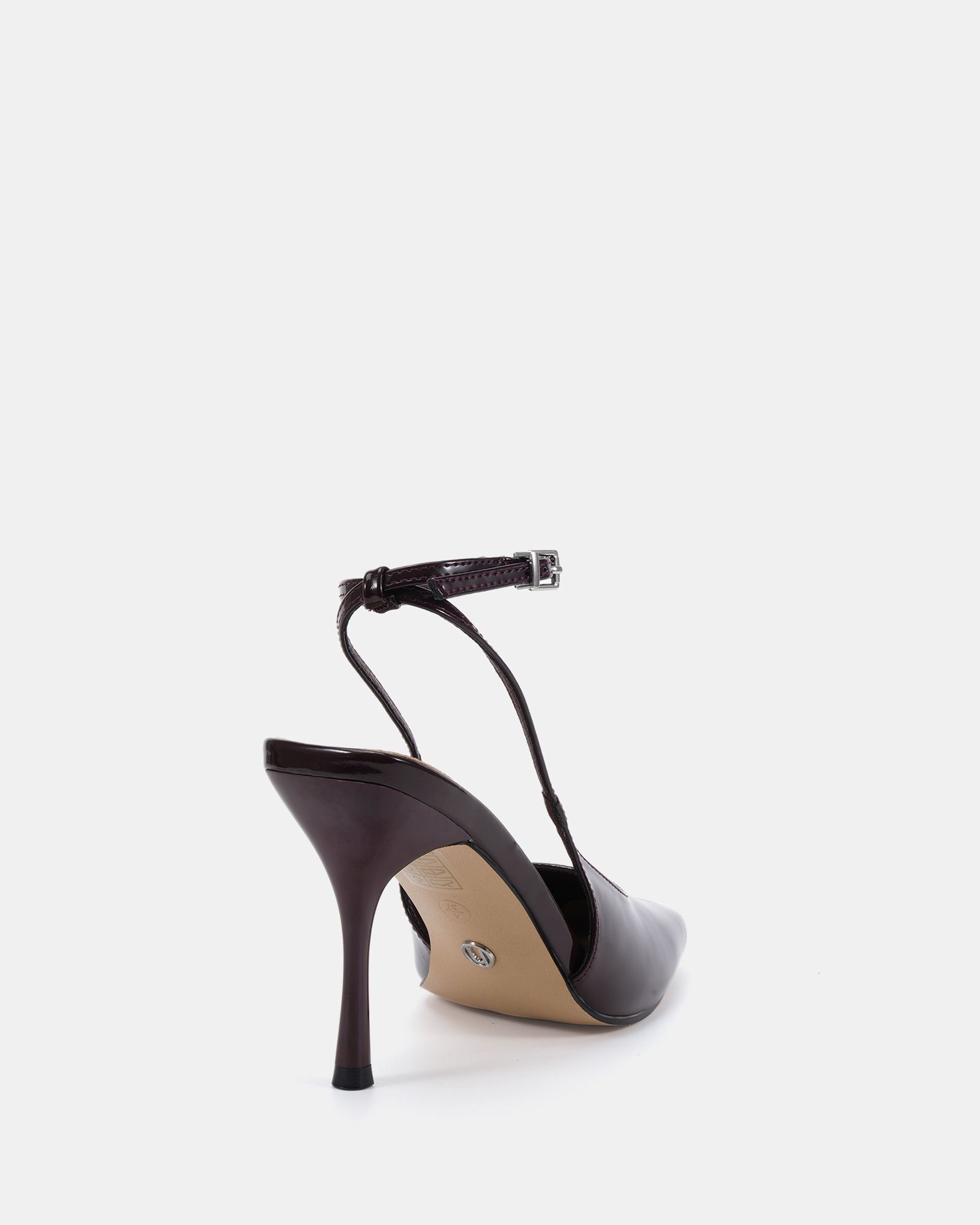 ICON Brown Square Toe High Stiletto Slingback Ankle Strap Cou