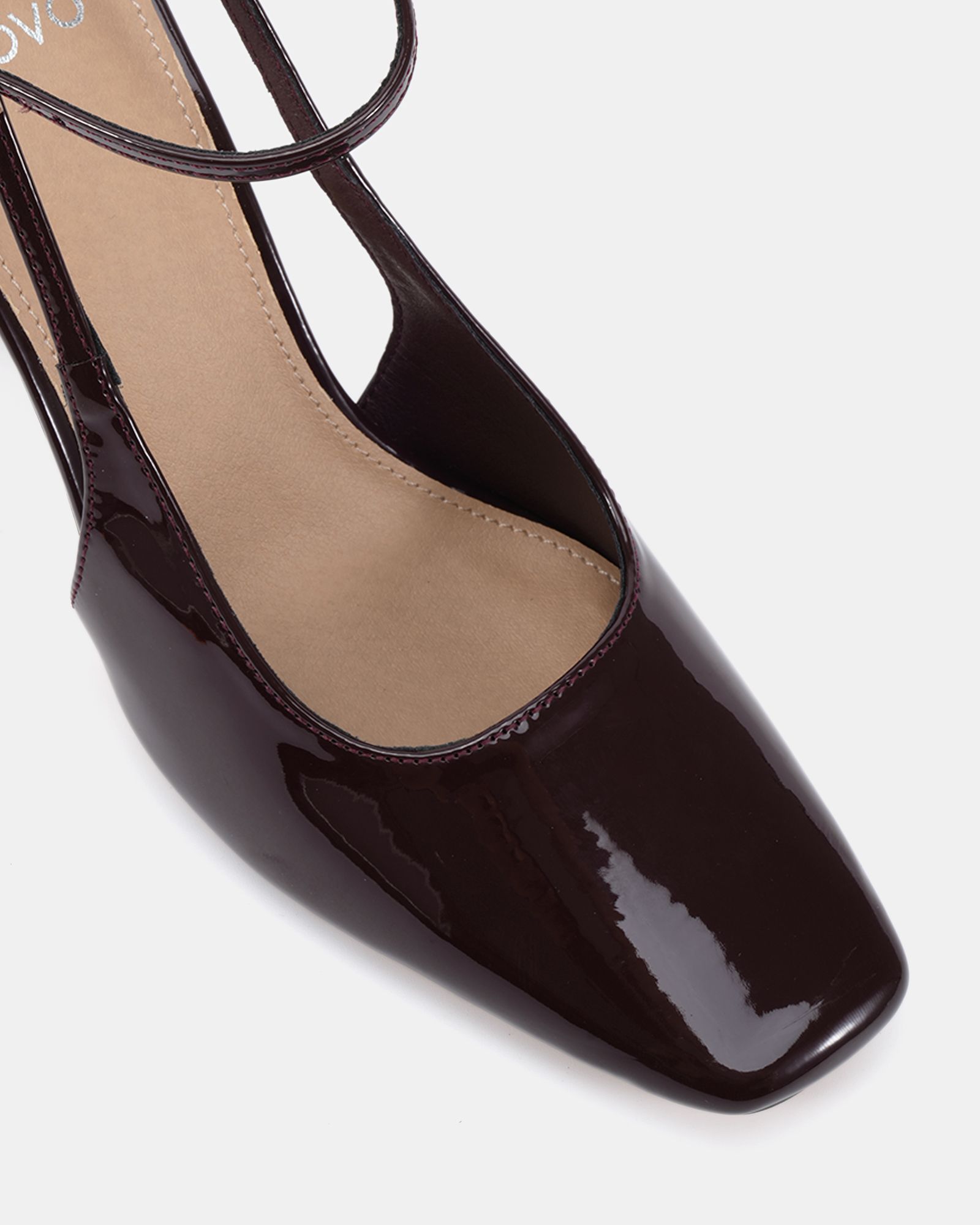 WIDE FIT ICON Brown Square Toe High Stiletto Slingback Ankle