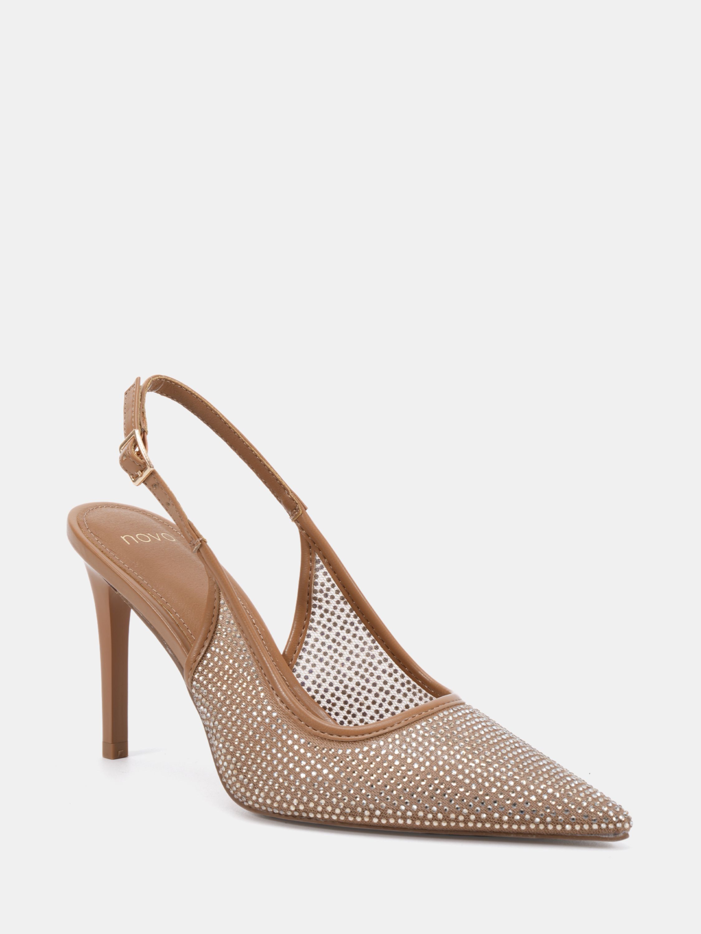 IDOL Diamante Nude Slingback Stiletto Court