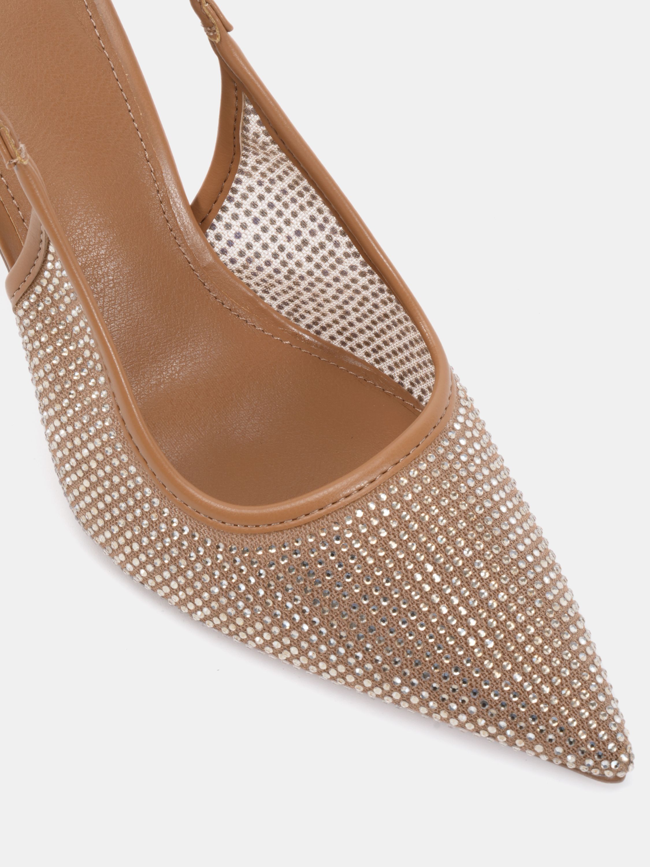 IDOL Diamante Nude Slingback Stiletto Court