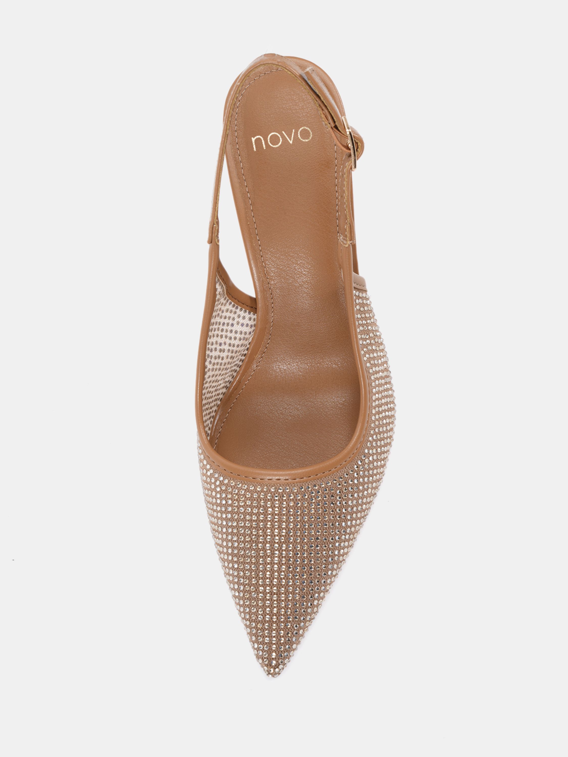 IDOL Diamante Nude Slingback Stiletto Court