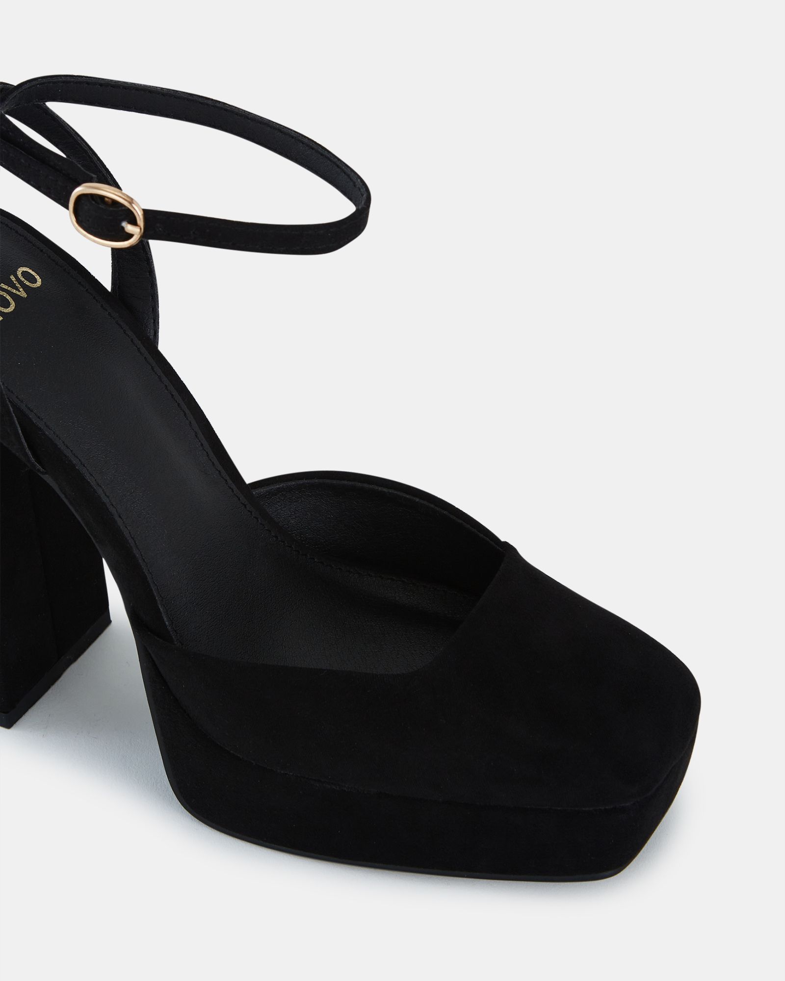 WIDE FIT ILIKA Black Close Toe Platform Court