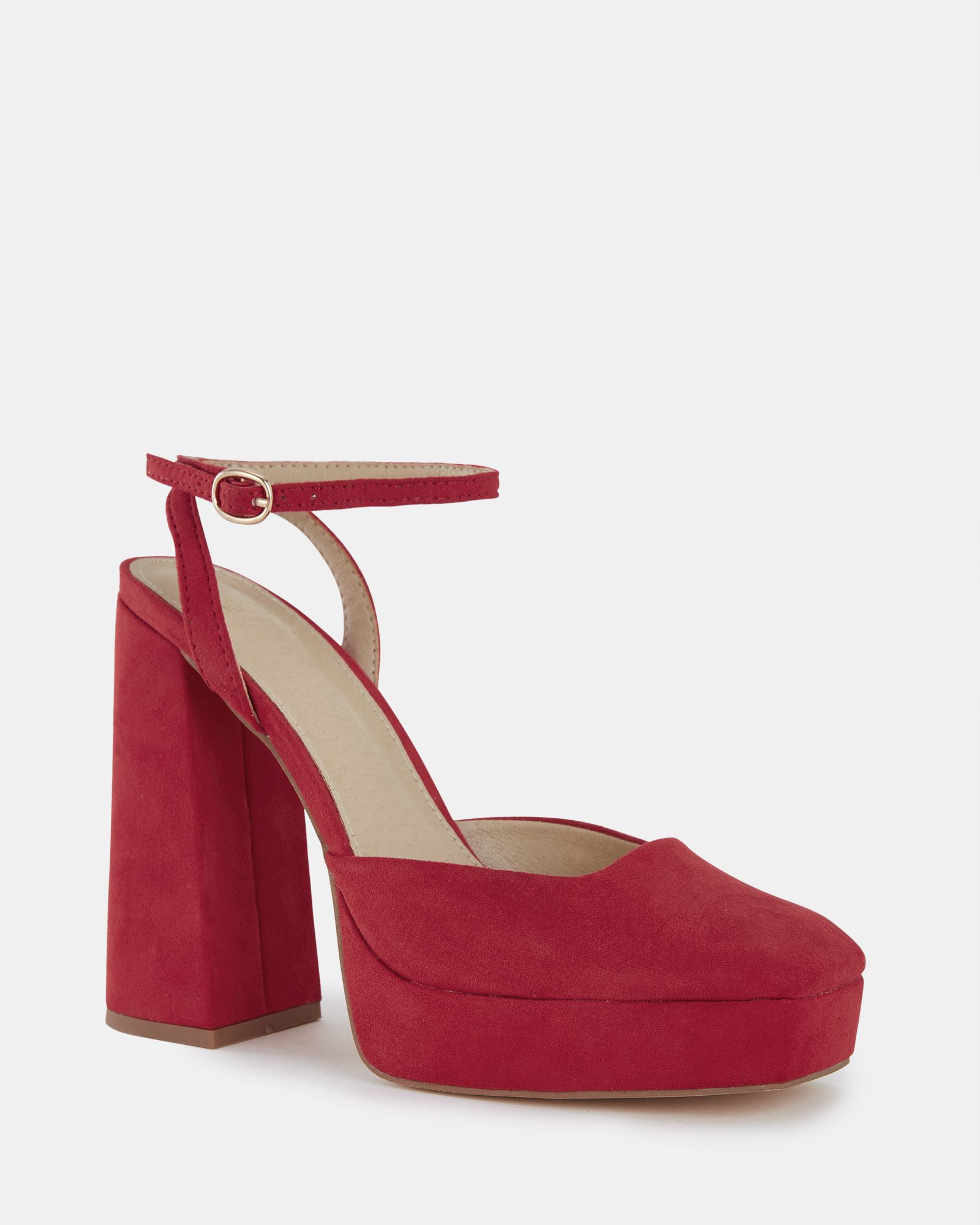 WIDE FIT ILIKA Red Close Toe Platform Court