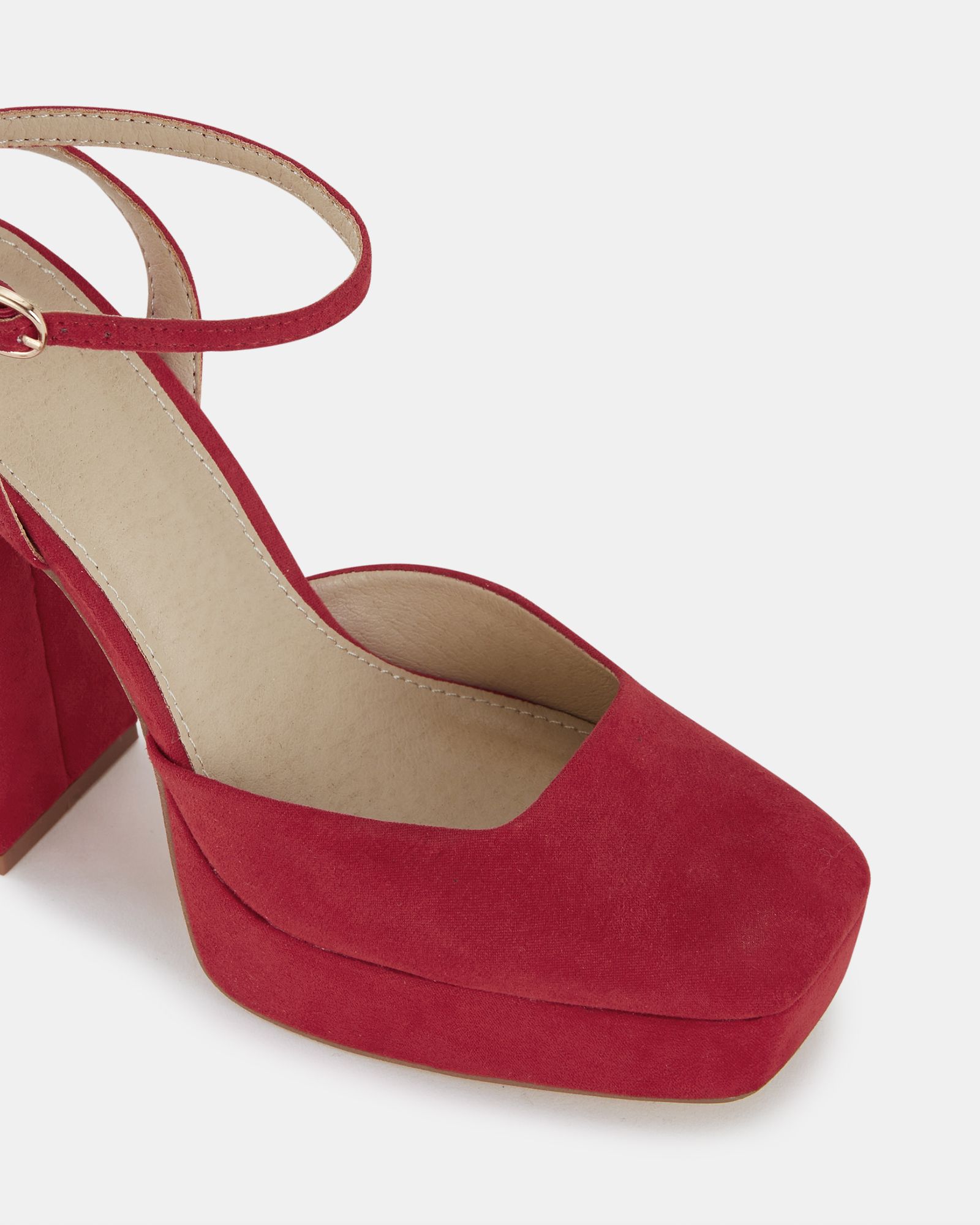 WIDE FIT ILIKA Red Close Toe Platform Court