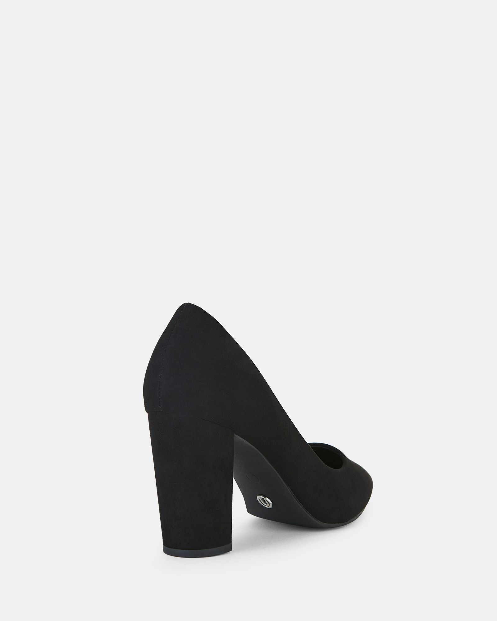 Wide Fit Illiana Black Point Toe Block Heel Court Shoe