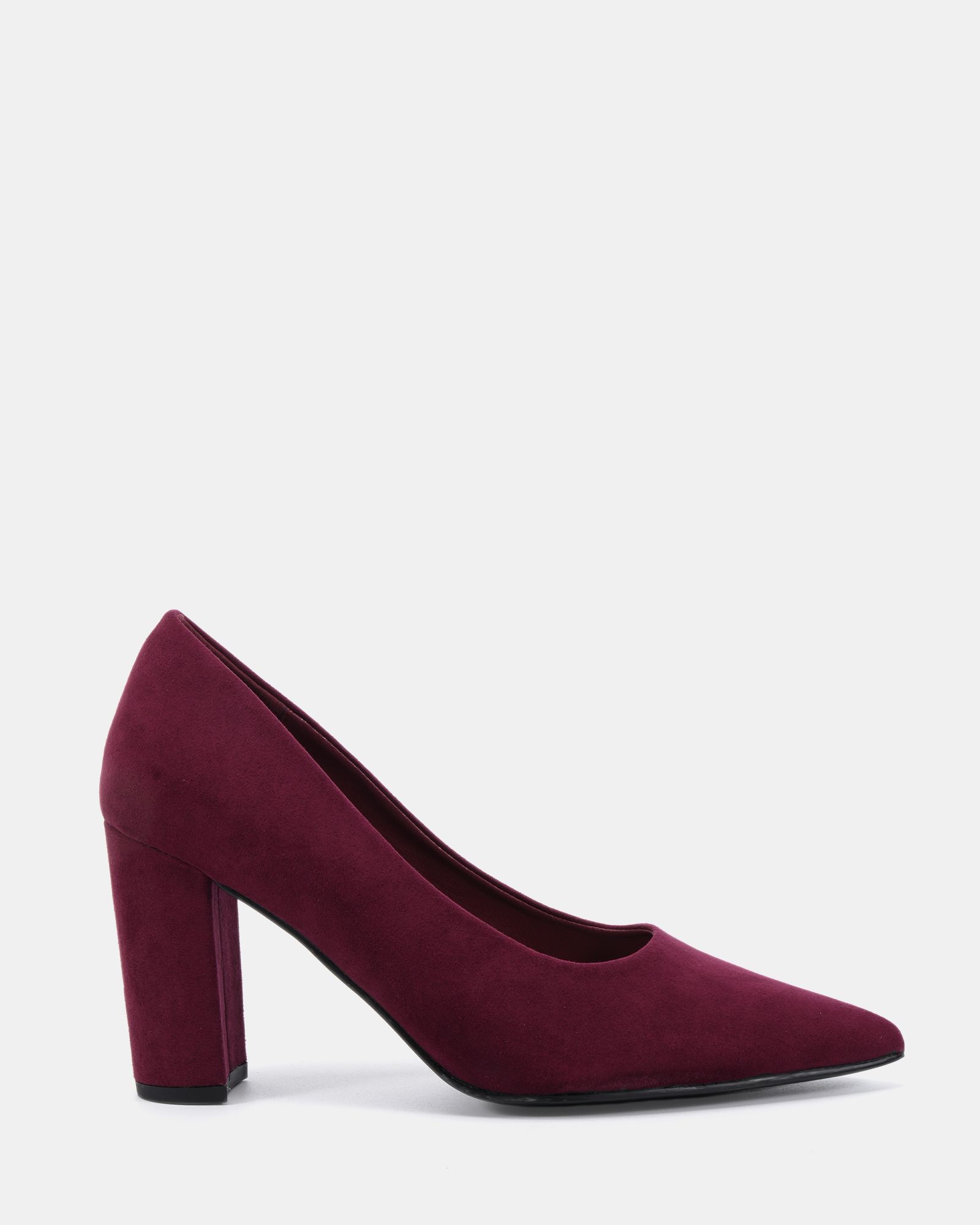 WIDE FIT ILLIANA Burgundy Block Heel Point Court