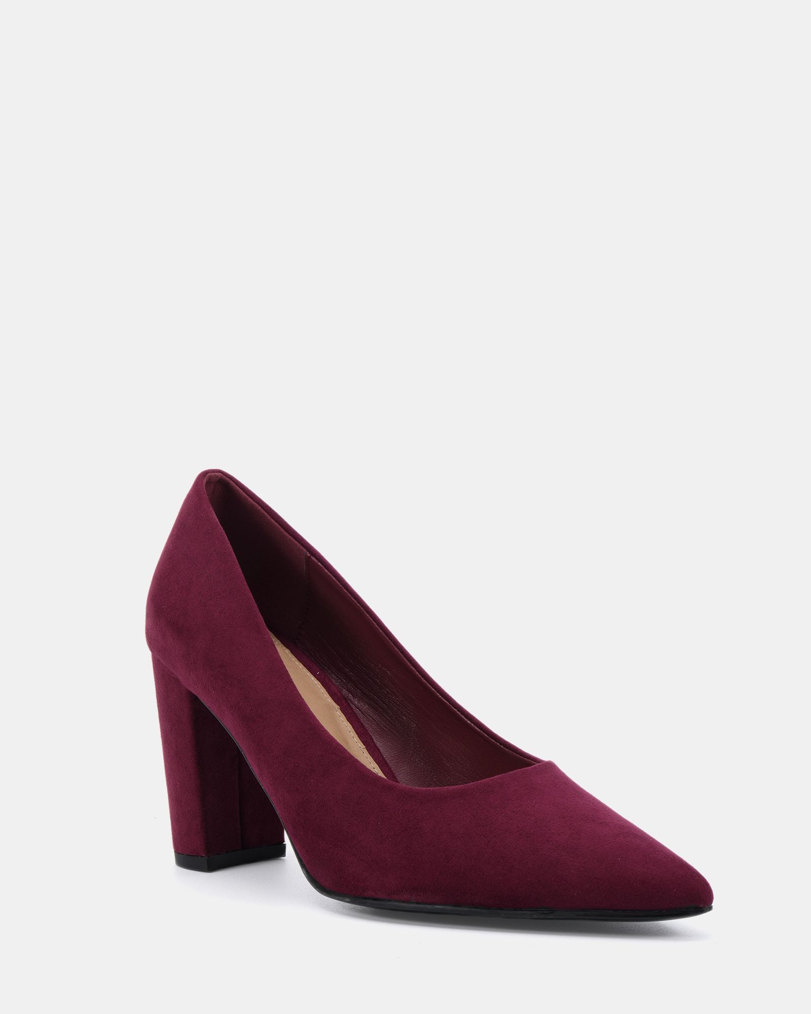 WIDE FIT ILLIANA Burgundy Block Heel Point Court