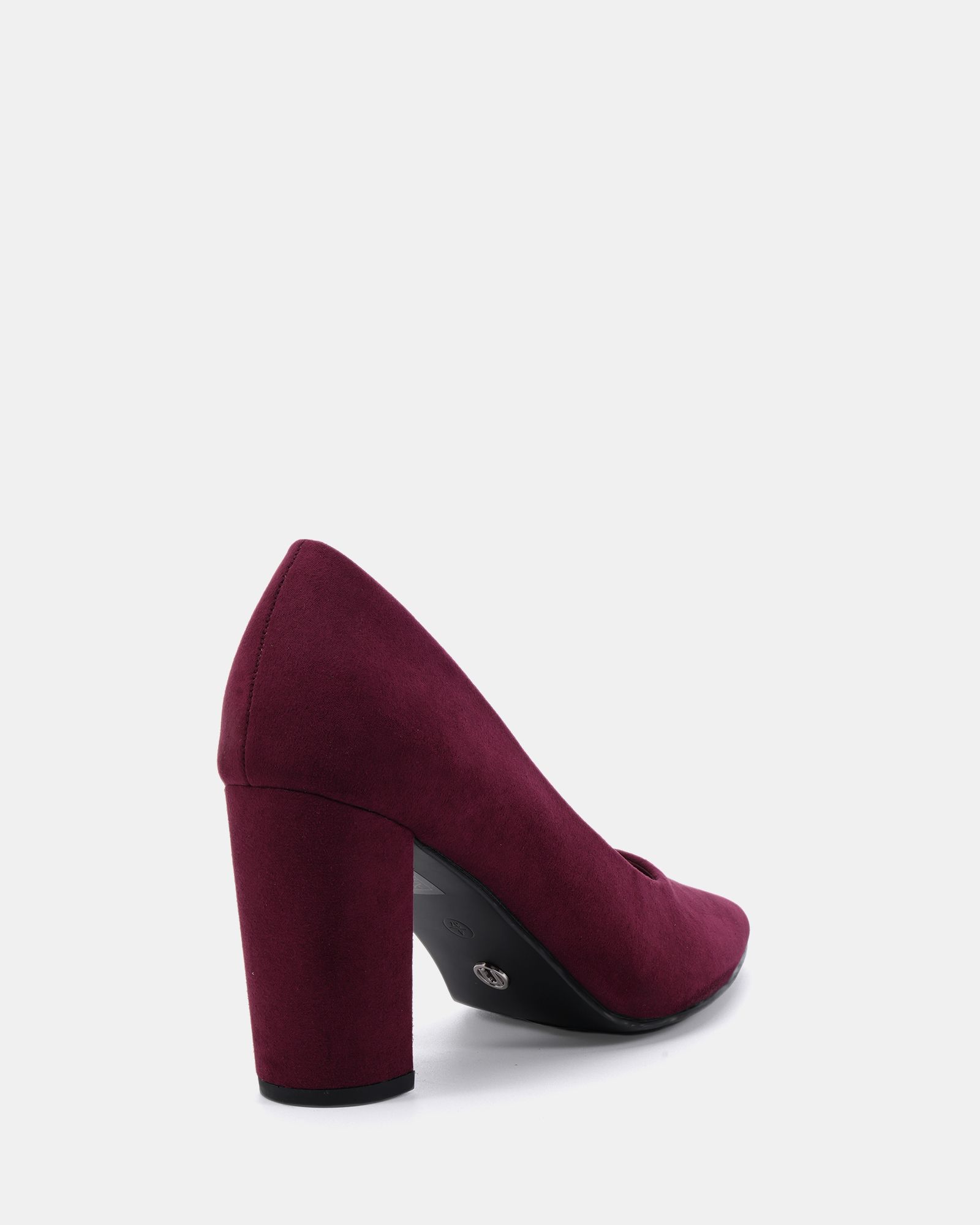 WIDE FIT ILLIANA Burgundy Block Heel Point Court