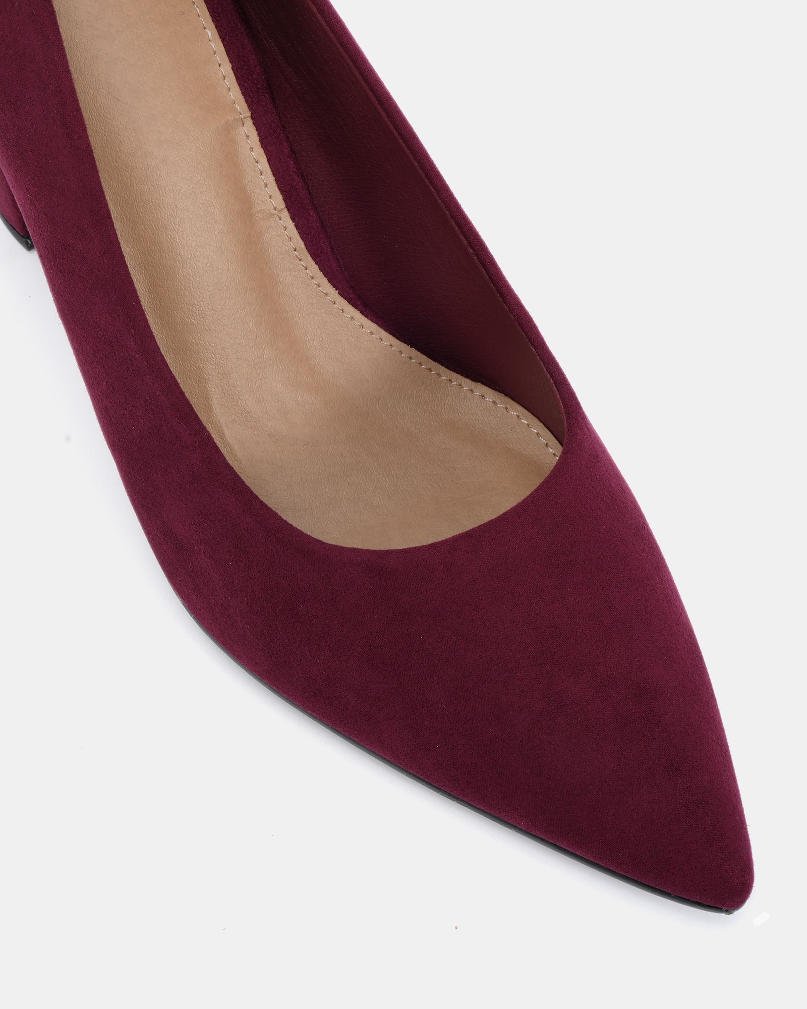 WIDE FIT ILLIANA Burgundy Block Heel Point Court