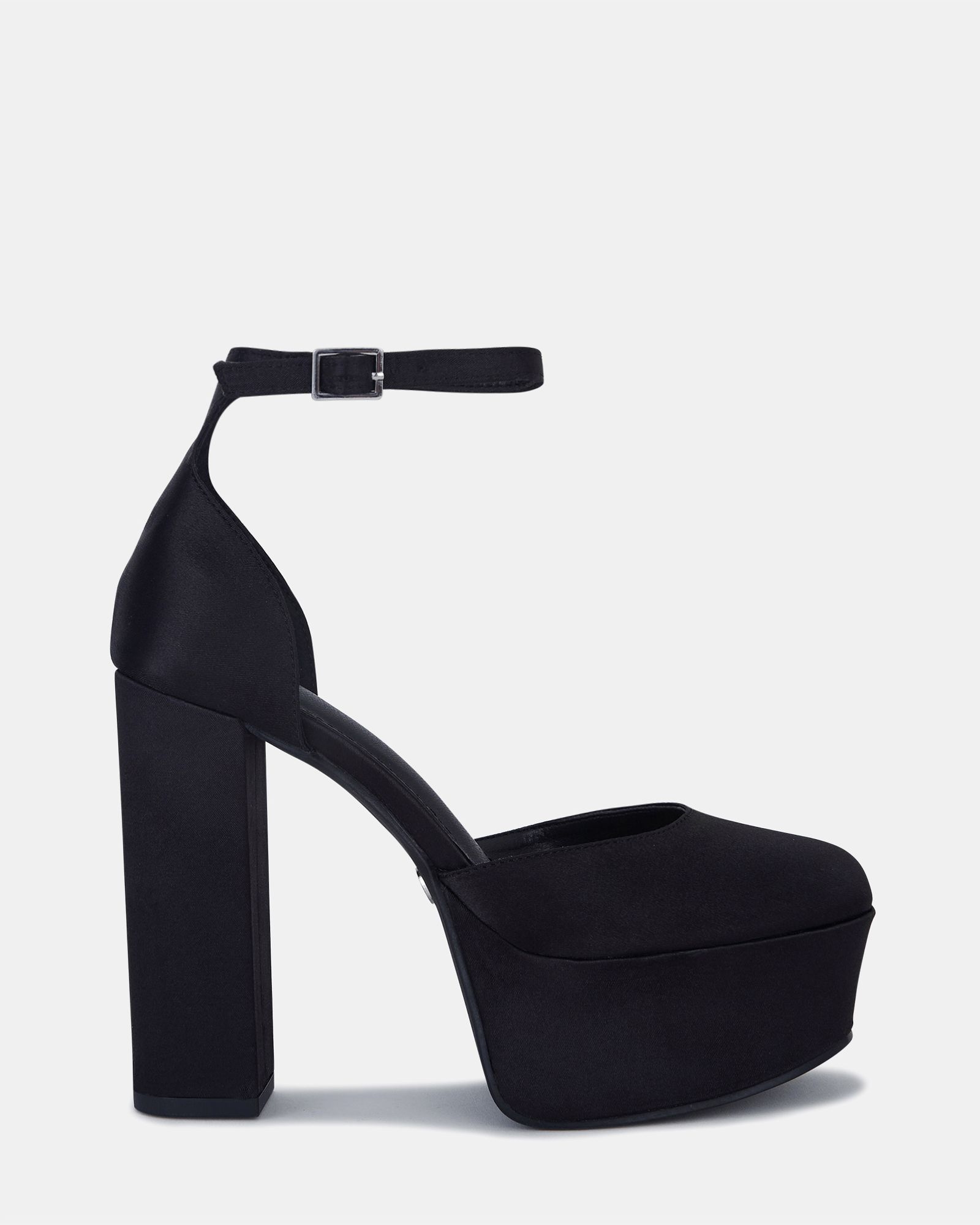 Illinois Satin Block Heel Ankle Strap Platfforms