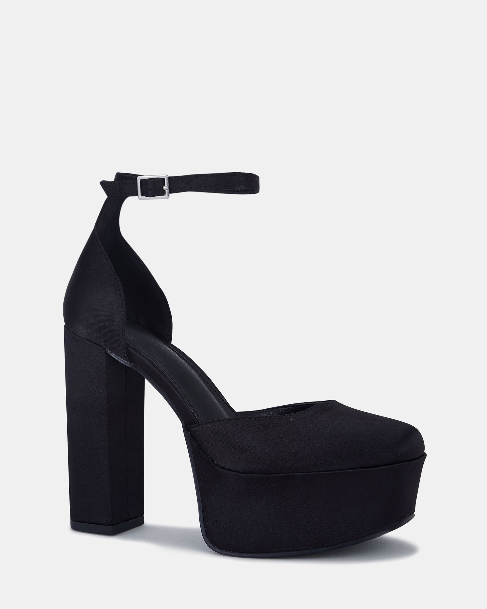 Illinois Satin Block Heel Ankle Strap Platfforms