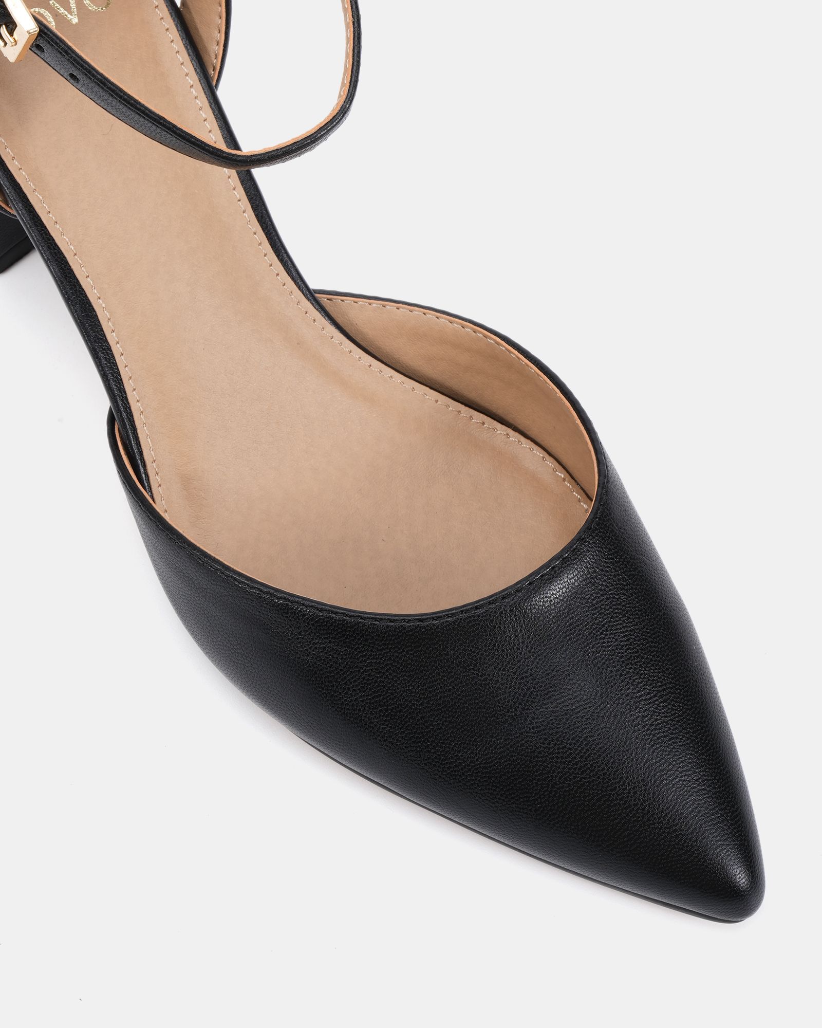 Imelda Black Two Part Ankle Strap Court