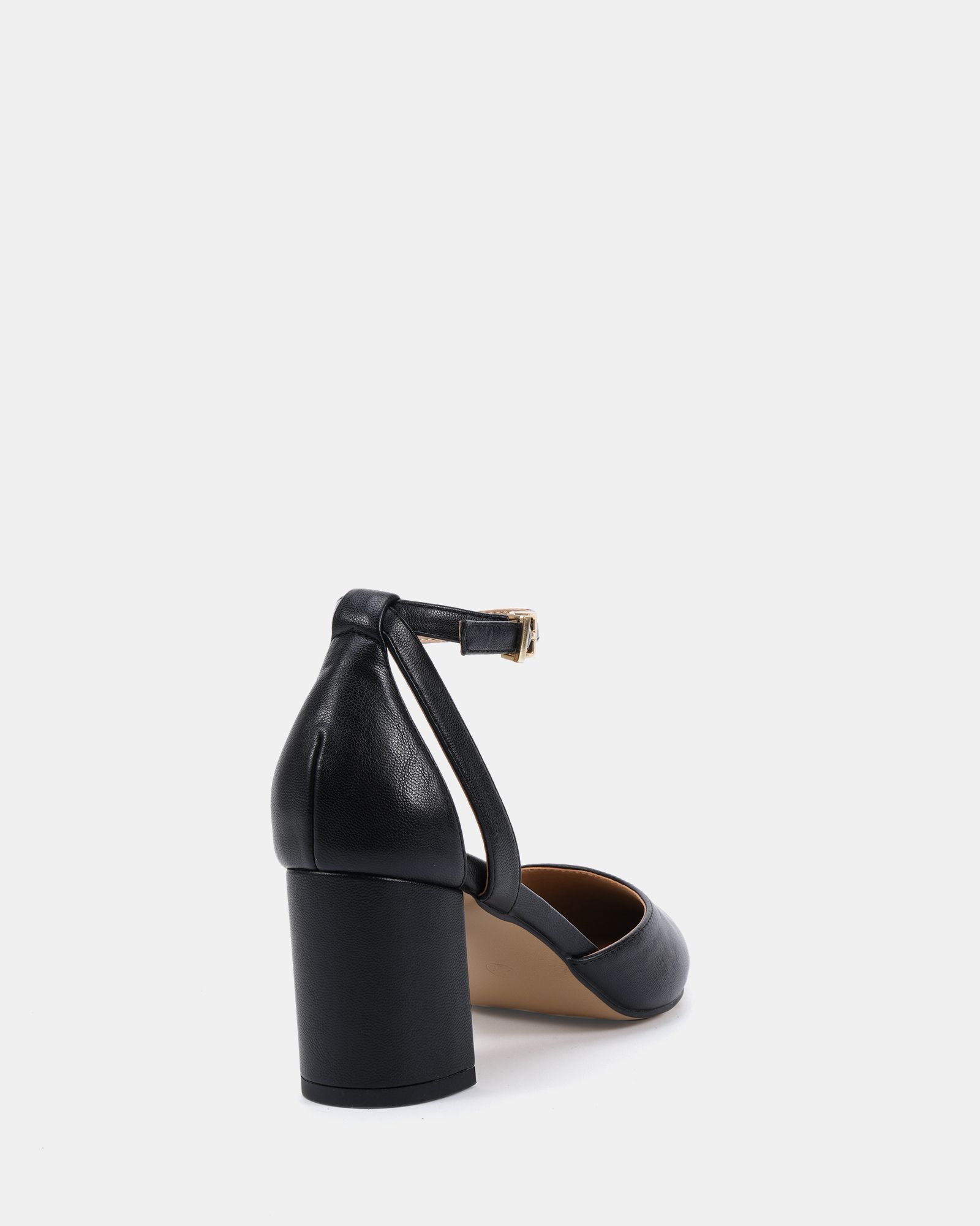 Wide Fit Imelda Black Two Part Ankle Strap Court