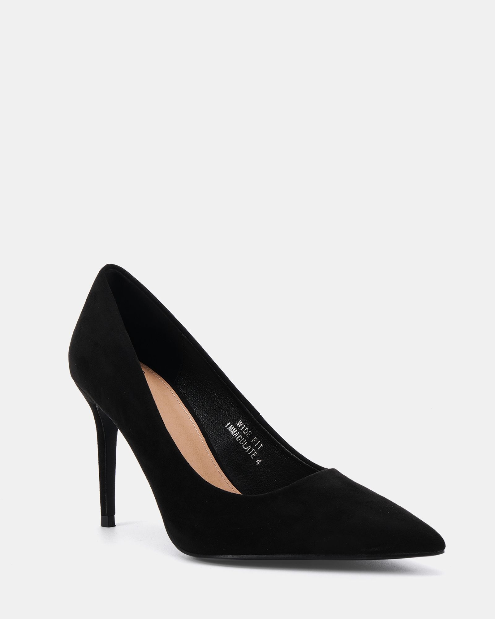 WIDE FIT IMMACULATE Black Micro Point Court Shoe