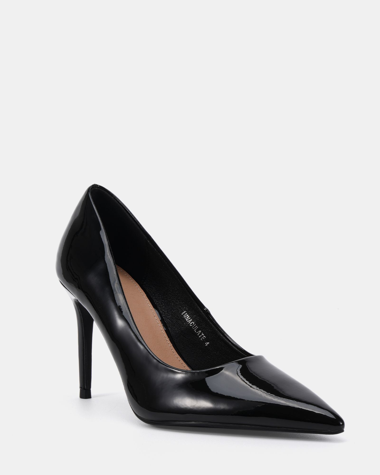 IMMACULATE Black Patent Point Court Shoe