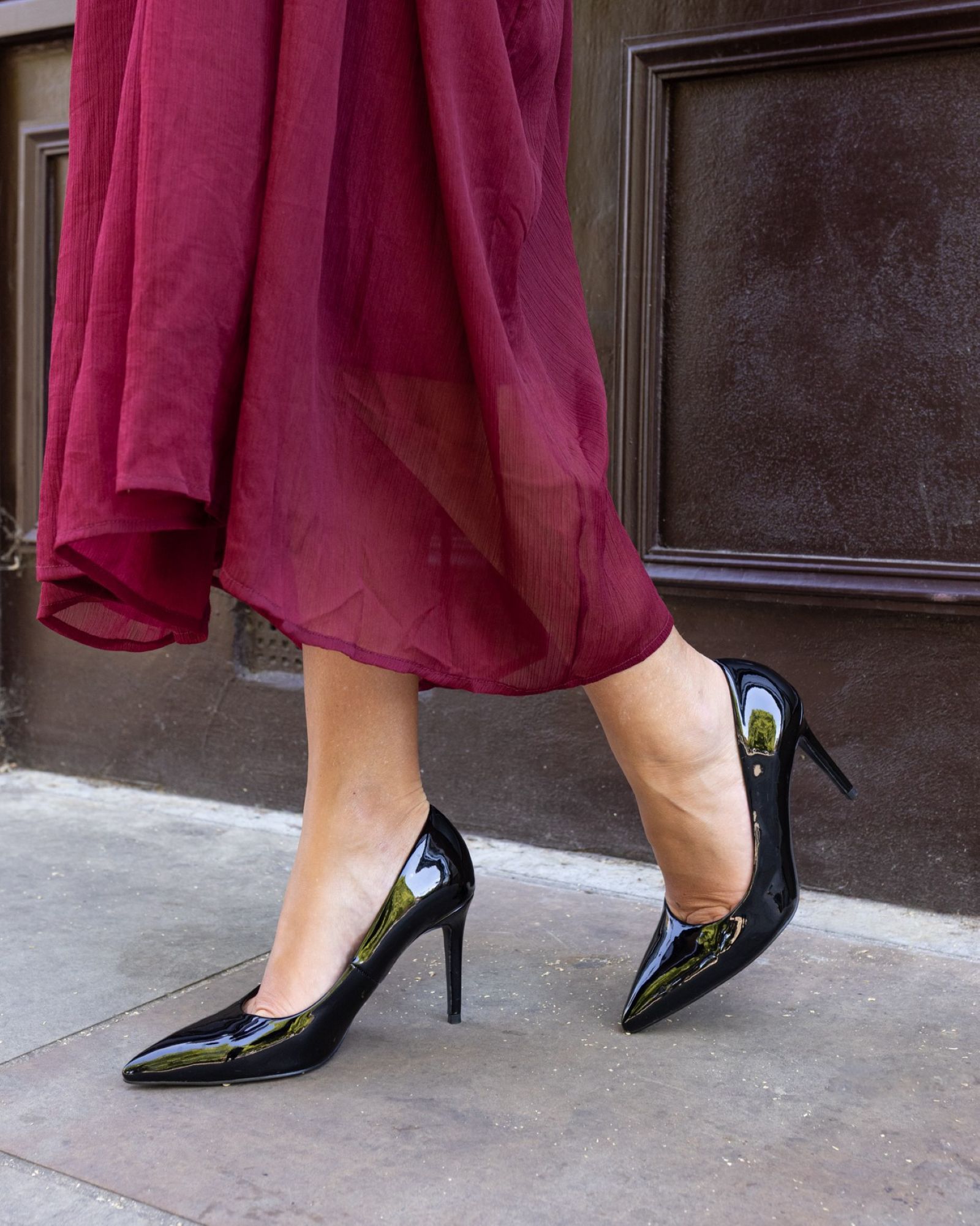 WIDE FIT IMMACULATE Black Patent Point Court Shoe