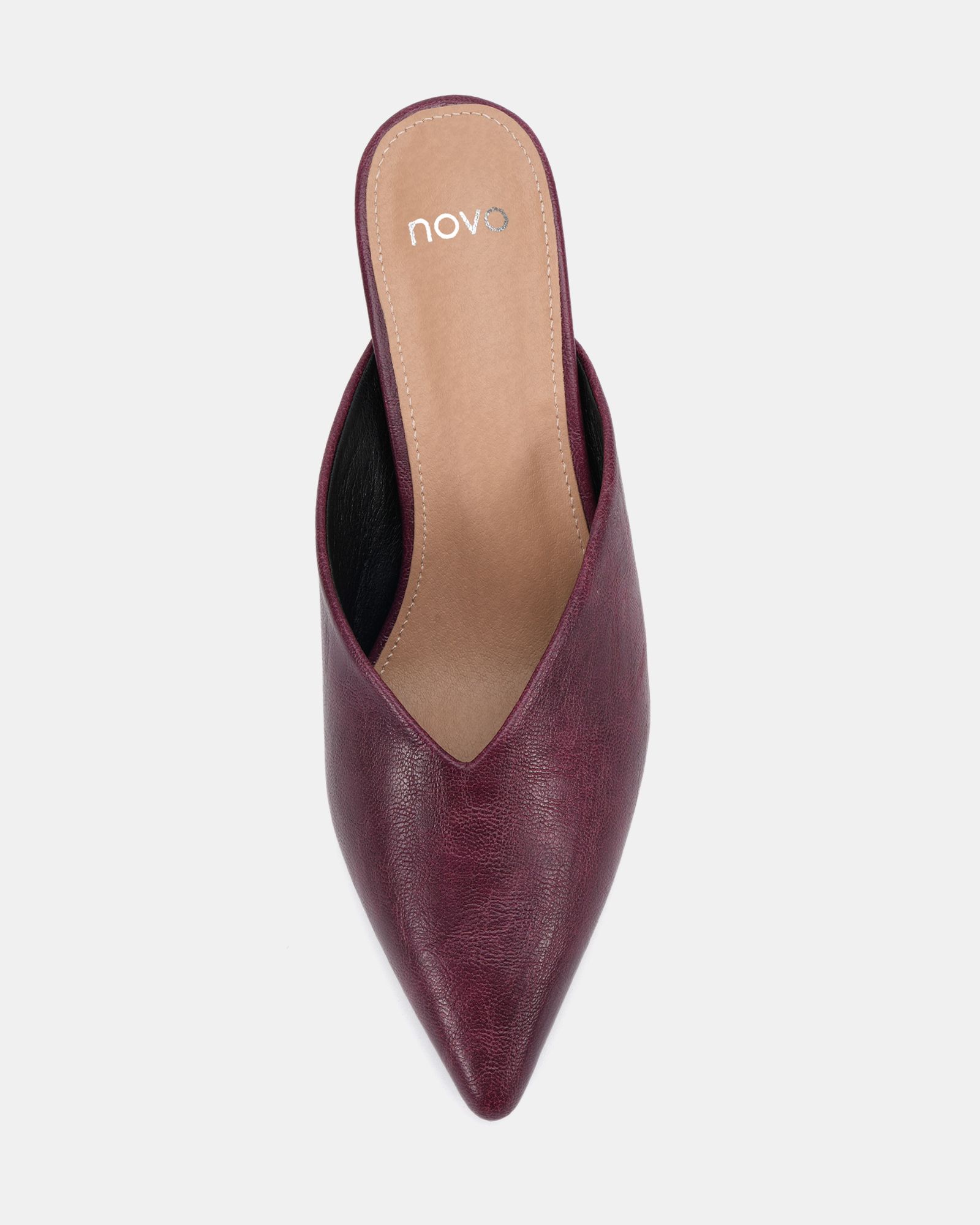 IMOGEN Burgundy V Cut Point Toe Mid Heel Mule