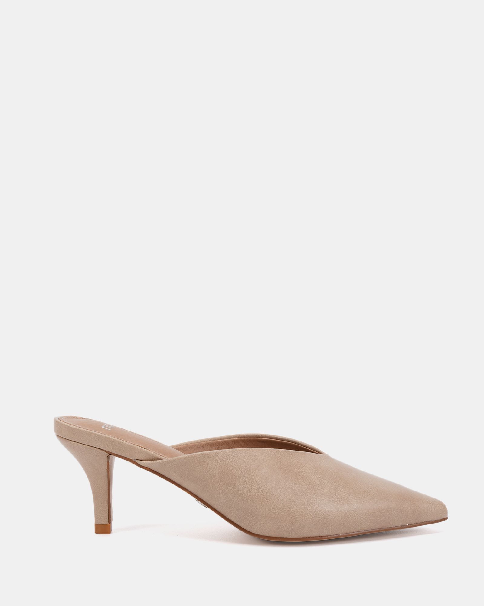 IMOGEN Natural V Cut Point Toe Mid Heel Mule