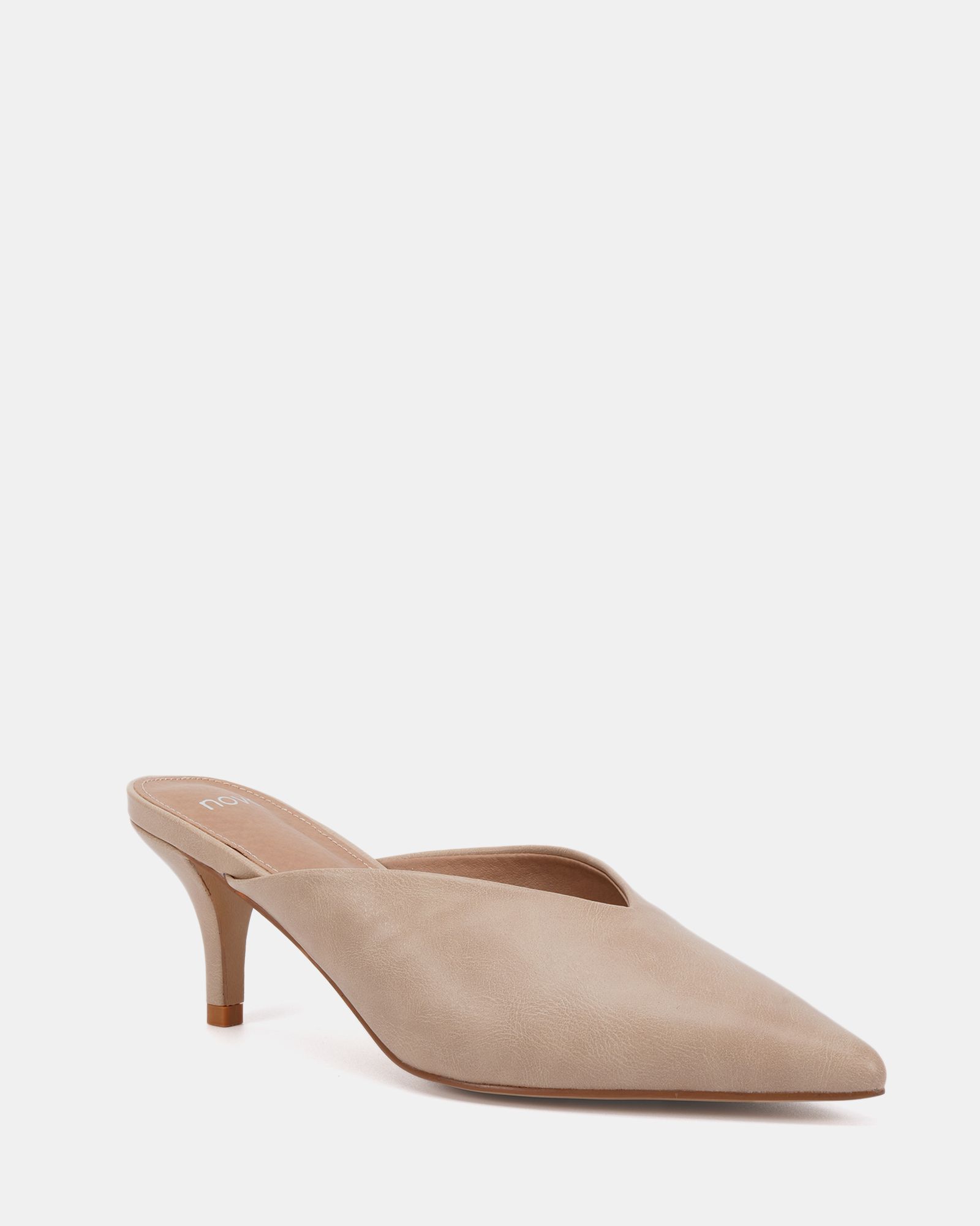 IMOGEN Natural V Cut Point Toe Mid Heel Mule