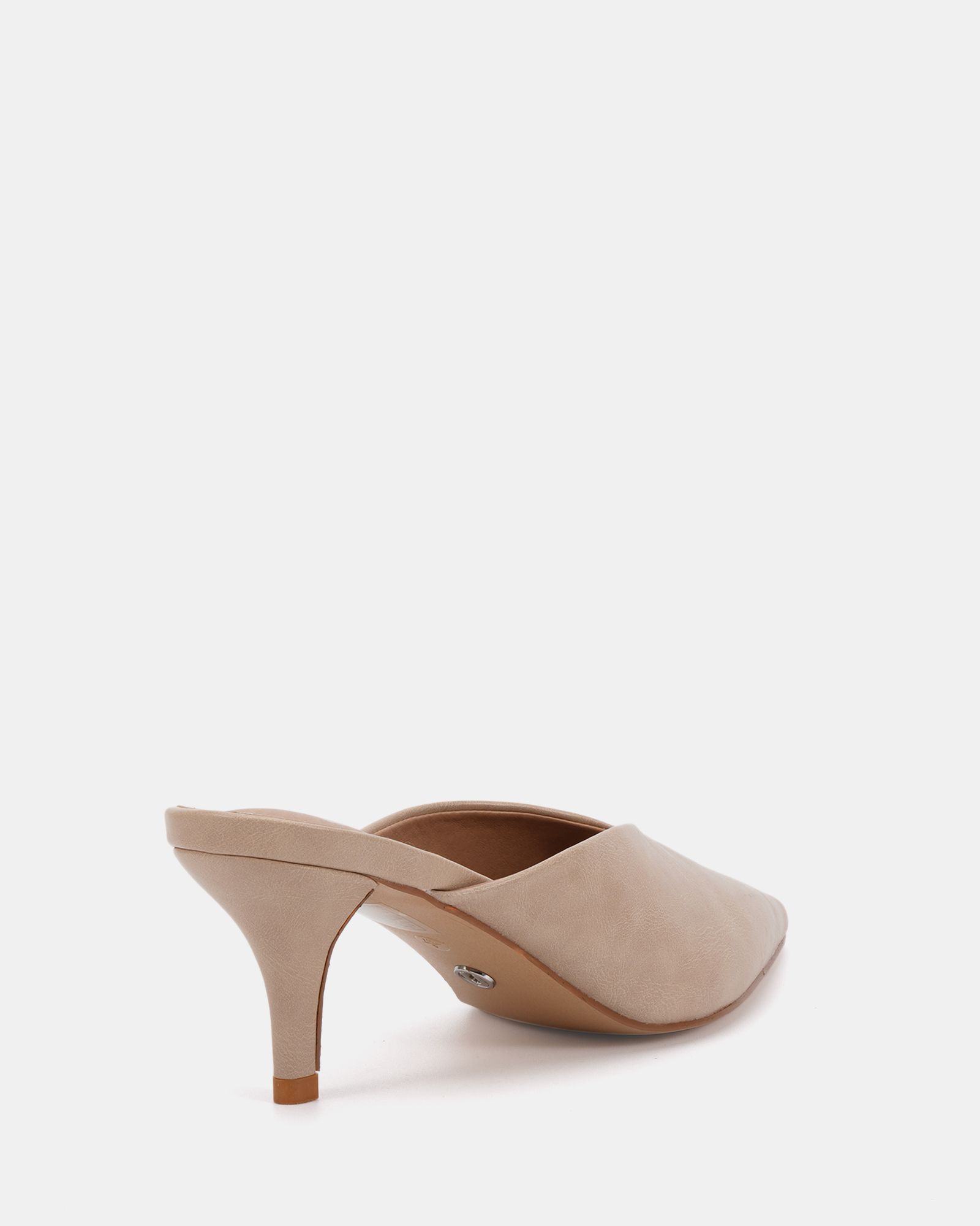 IMOGEN Natural V Cut Point Toe Mid Heel Mule