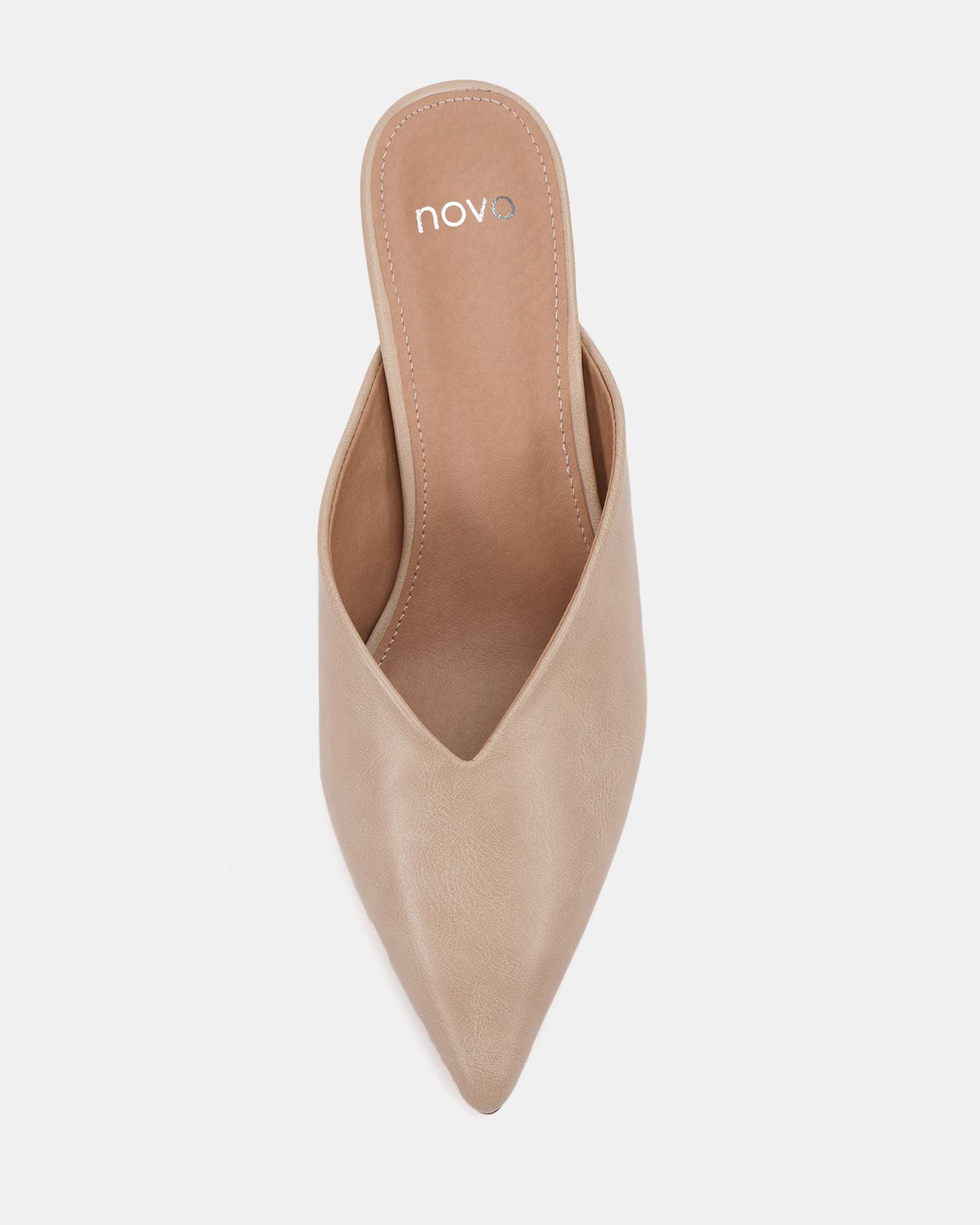 IMOGEN Natural V Cut Point Toe Mid Heel Mule