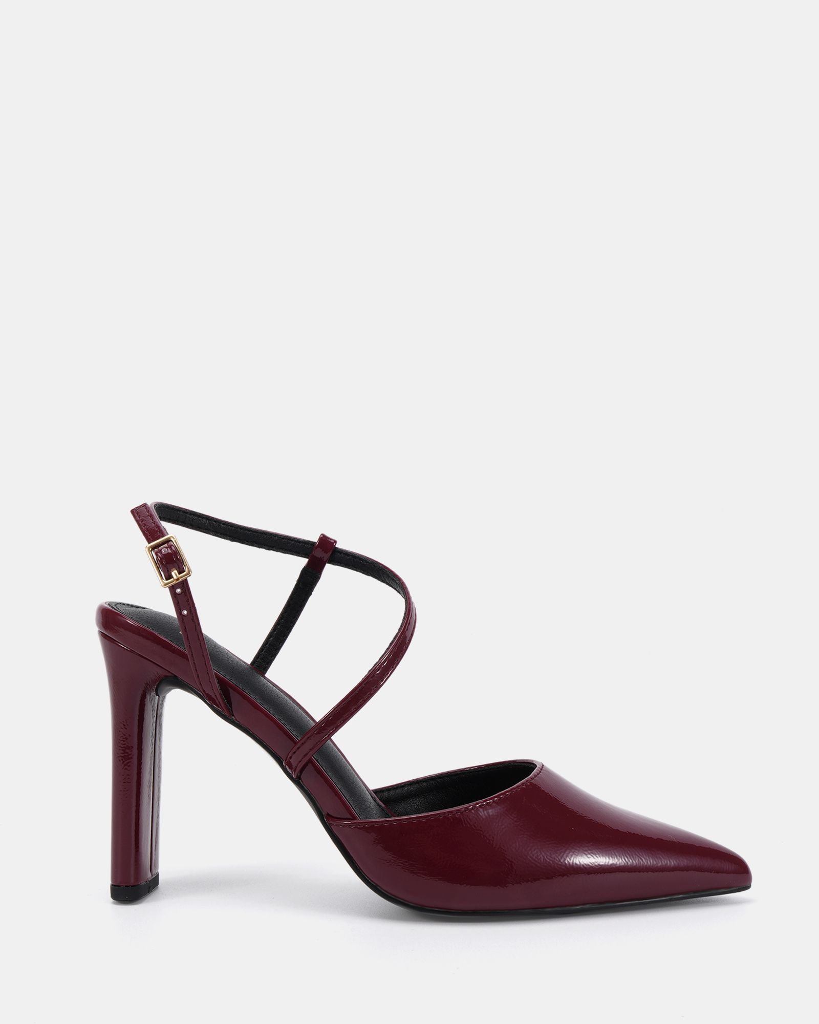 INDIE Burgundy Point Toe Strappy Court Shoe