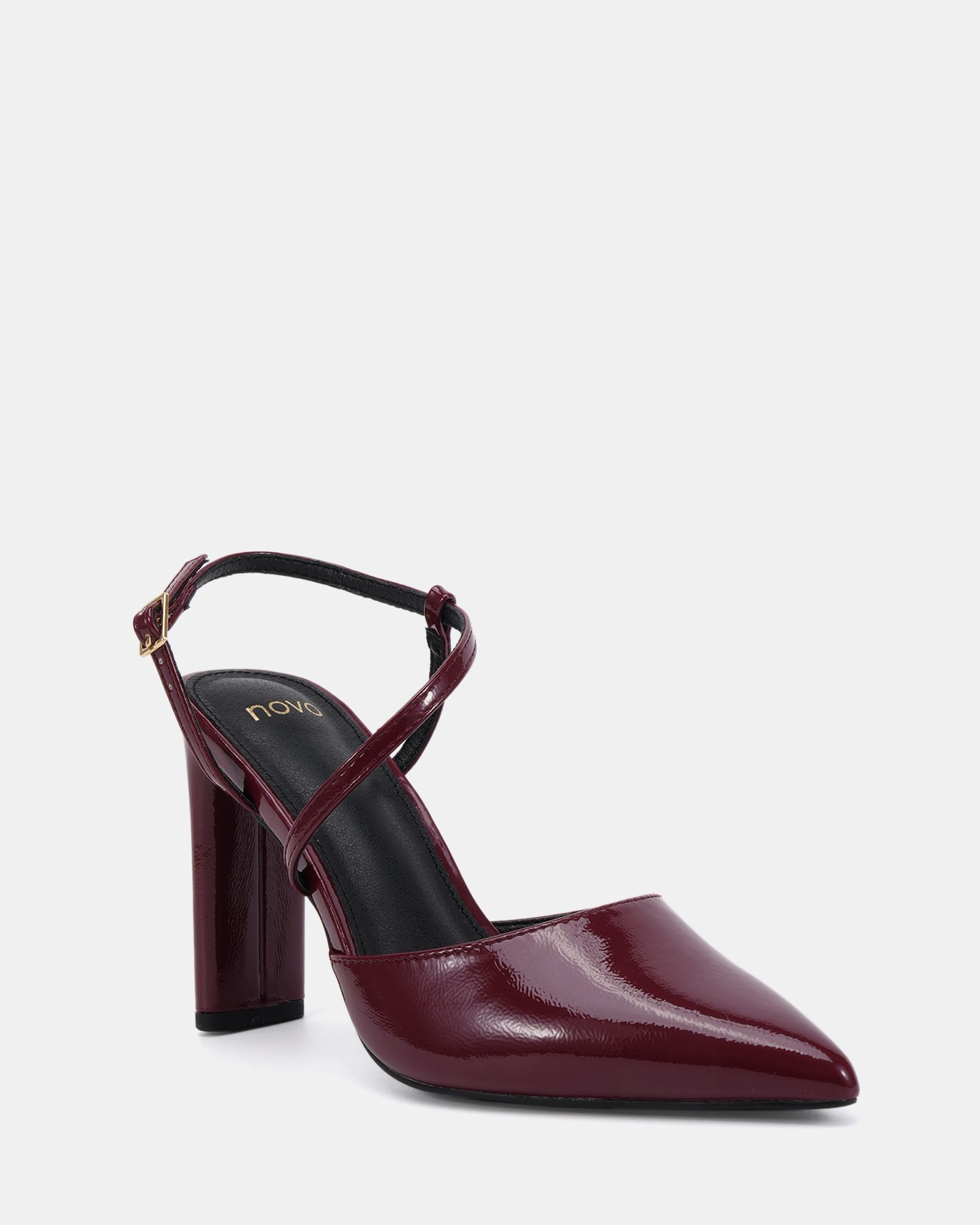 INDIE Burgundy Point Toe Strappy Court Shoe