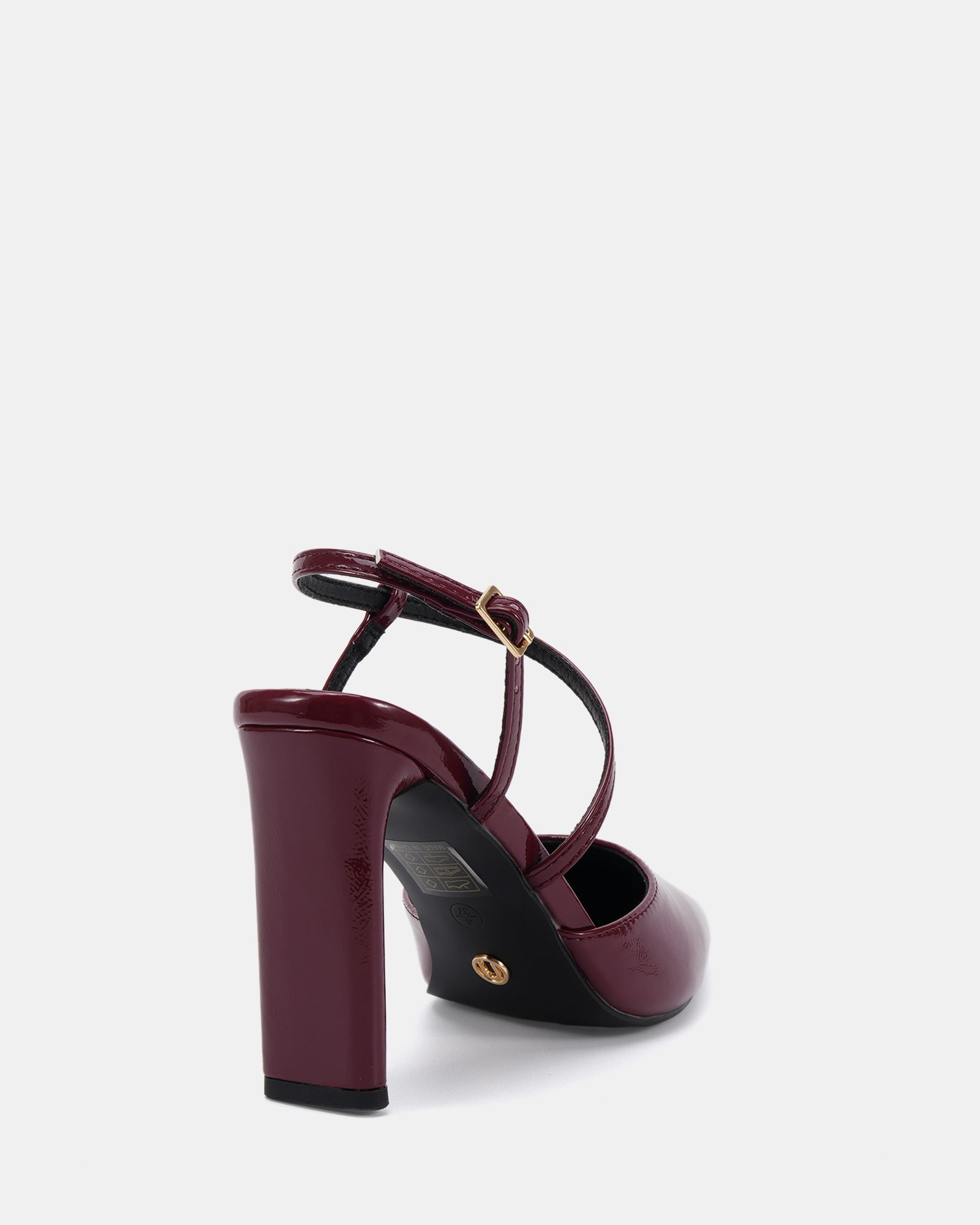 INDIE Burgundy Point Toe Strappy Court Shoe