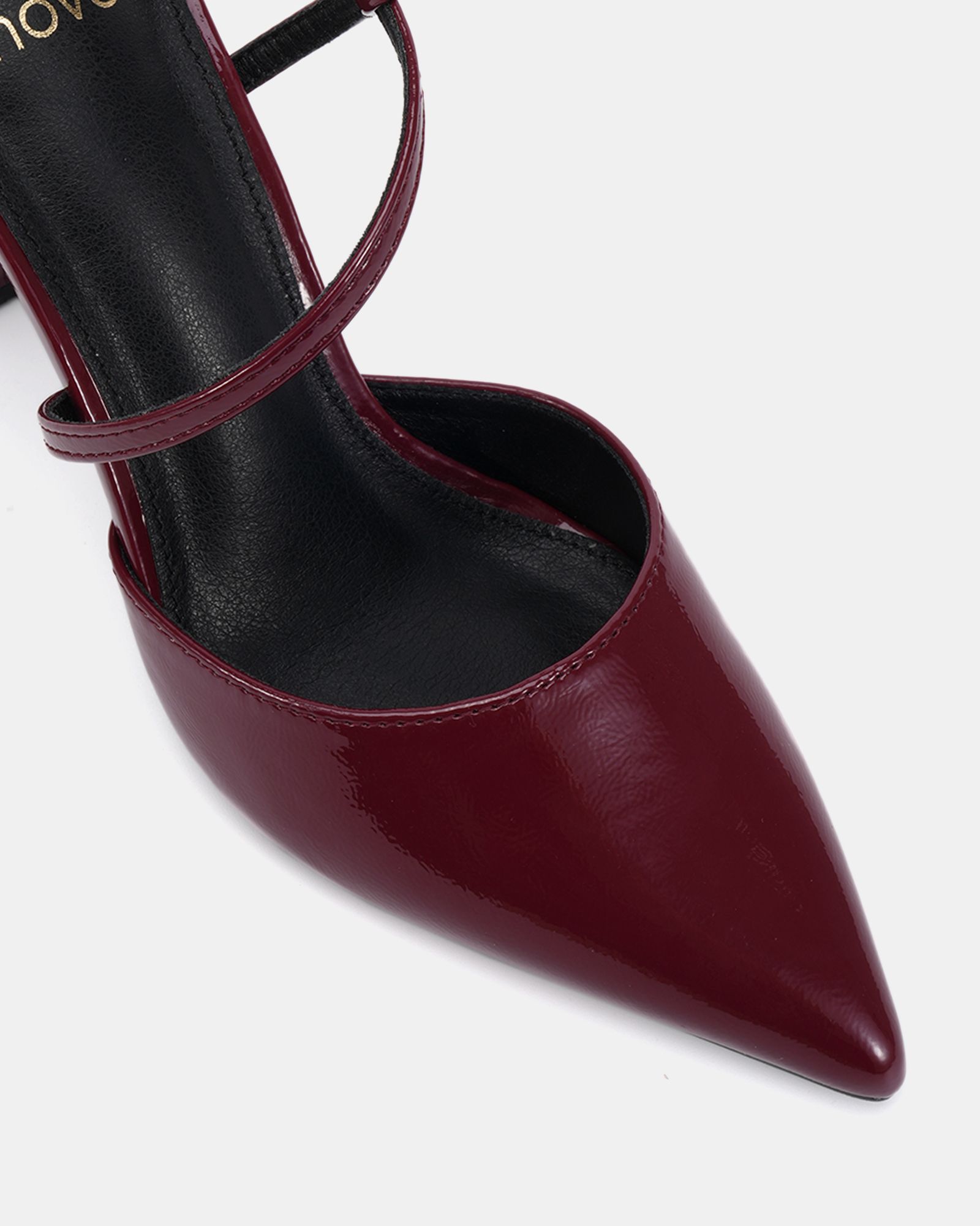 INDIE Burgundy Point Toe Strappy Court Shoe