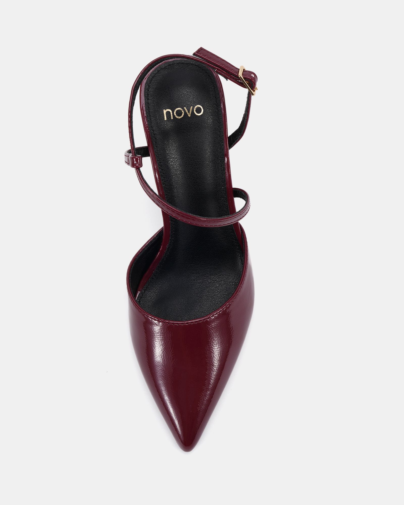 INDIE Burgundy Point Toe Strappy Court Shoe