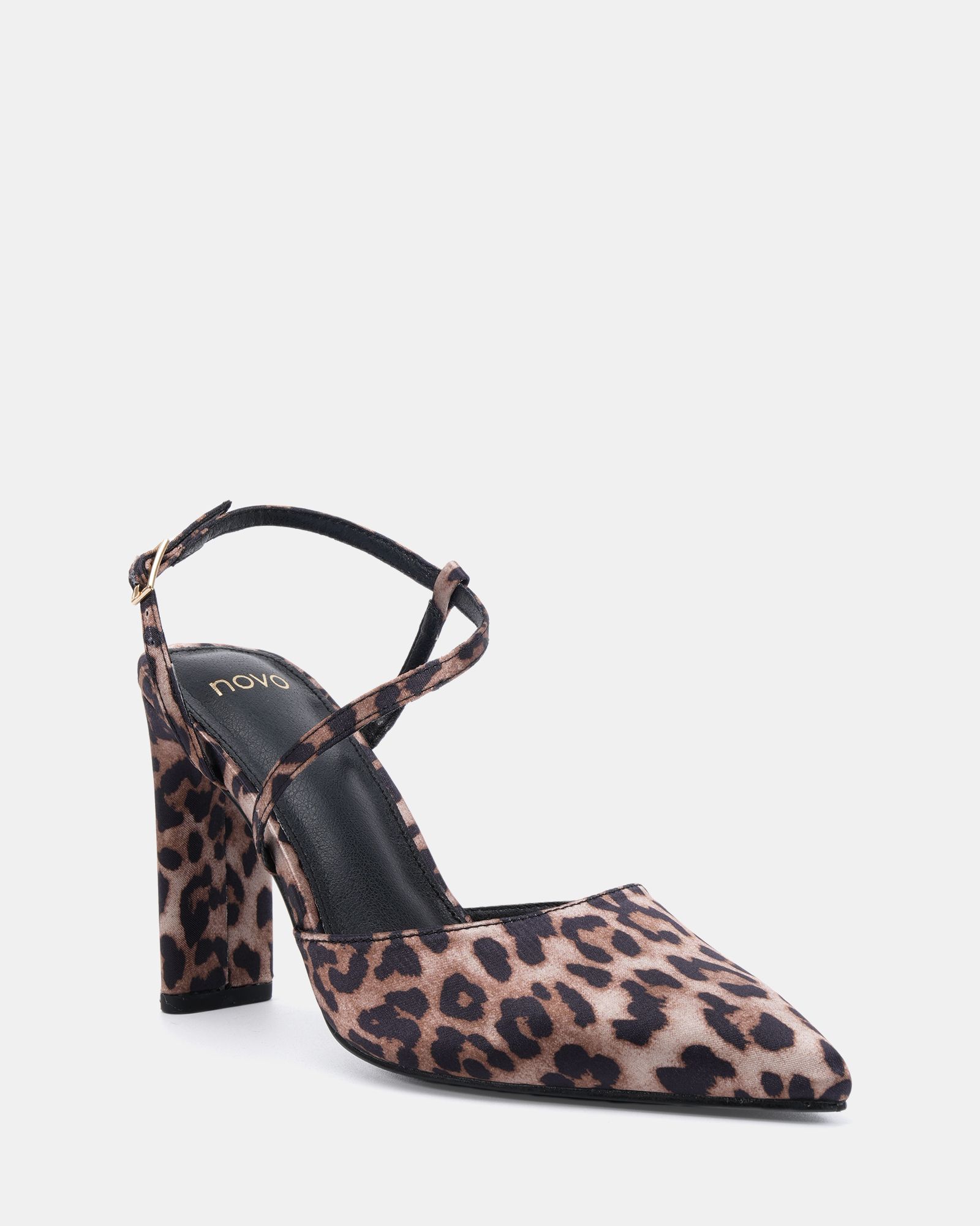 INDIE Leopard Point Toe Strappy Court Shoe