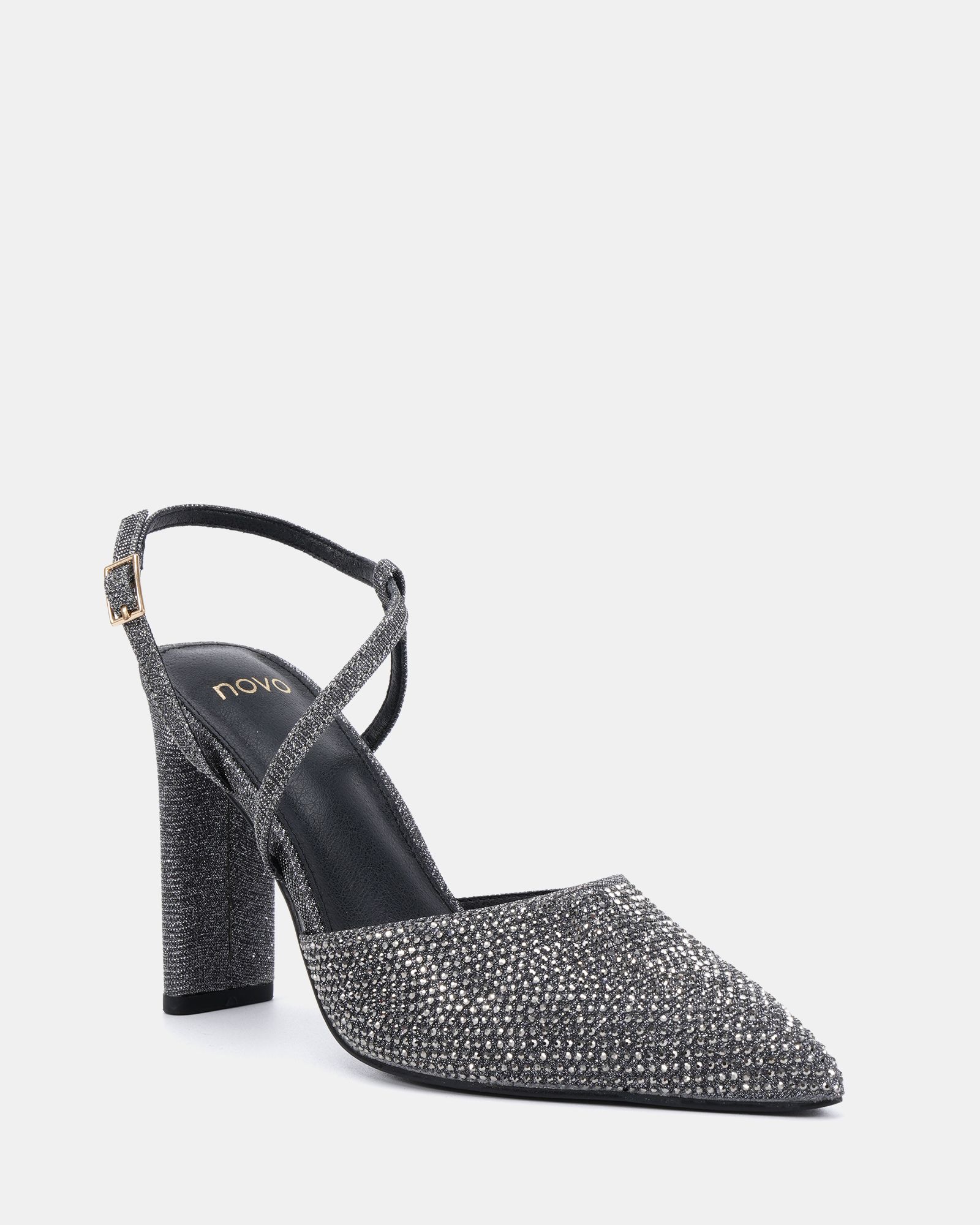 WIDE FIT INDIE Pewter Point Toe Strappy Court Shoe