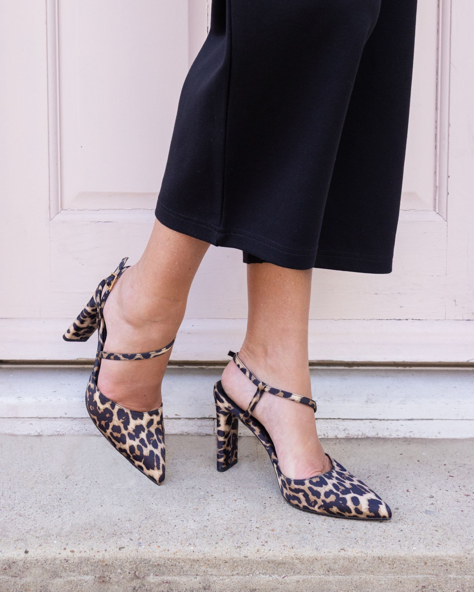 INDIE Leopard Point Toe Strappy Court Shoe