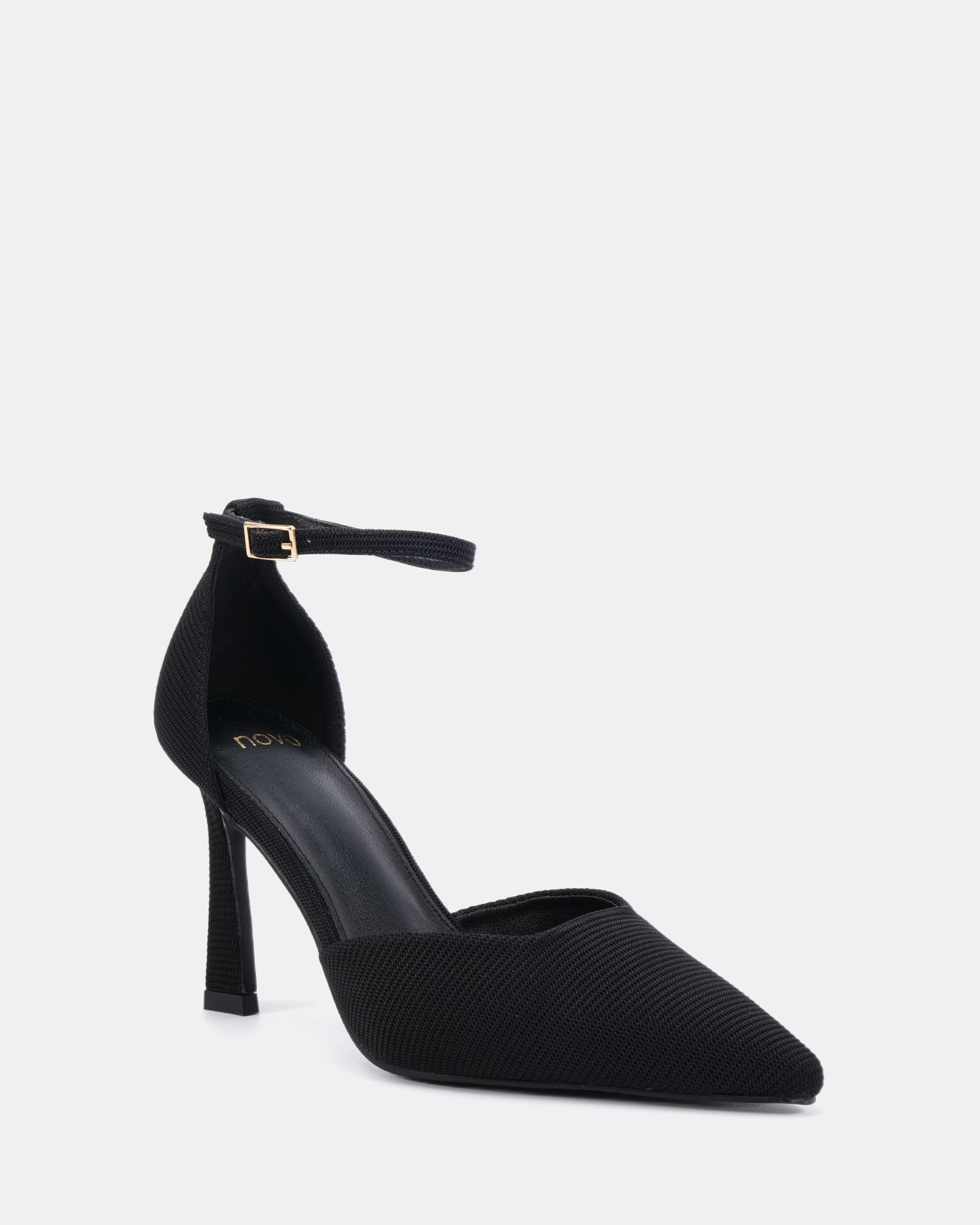 Wide Fit Infatuate Black High Point Ankle Strap Court