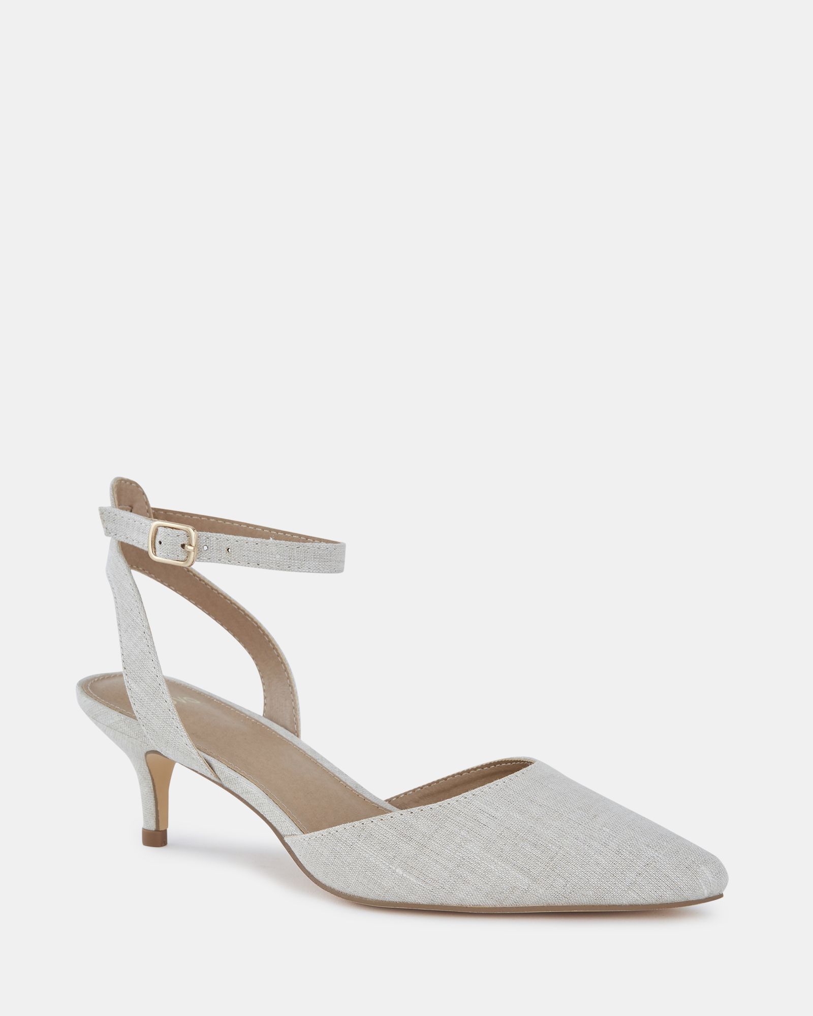 INGERID Natural Low Heel Ankle Strap Court Shoe