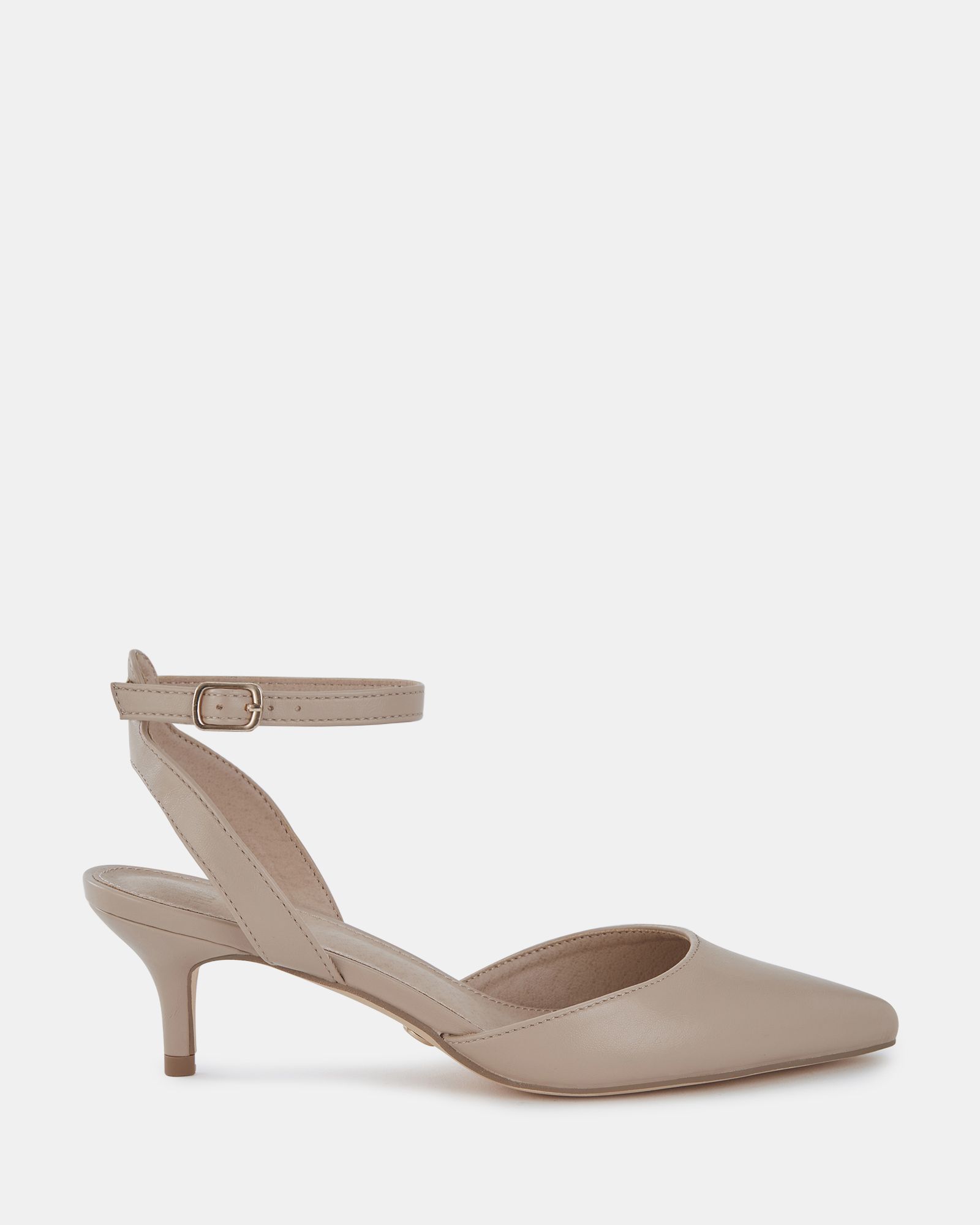 WIDE FIT INGERID Nude Low Heel Ankle Strap Court Shoe