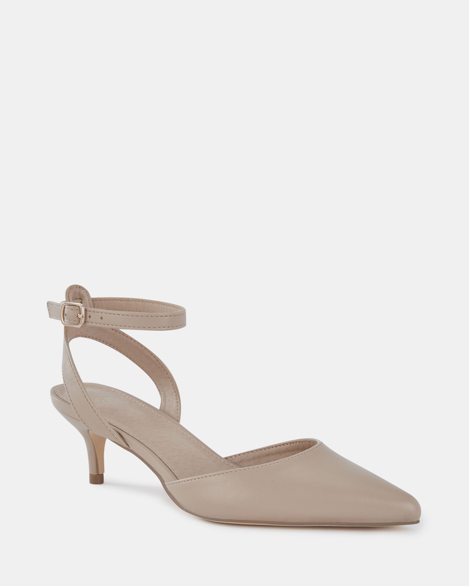 WIDE FIT INGERID Nude Low Heel Ankle Strap Court Shoe
