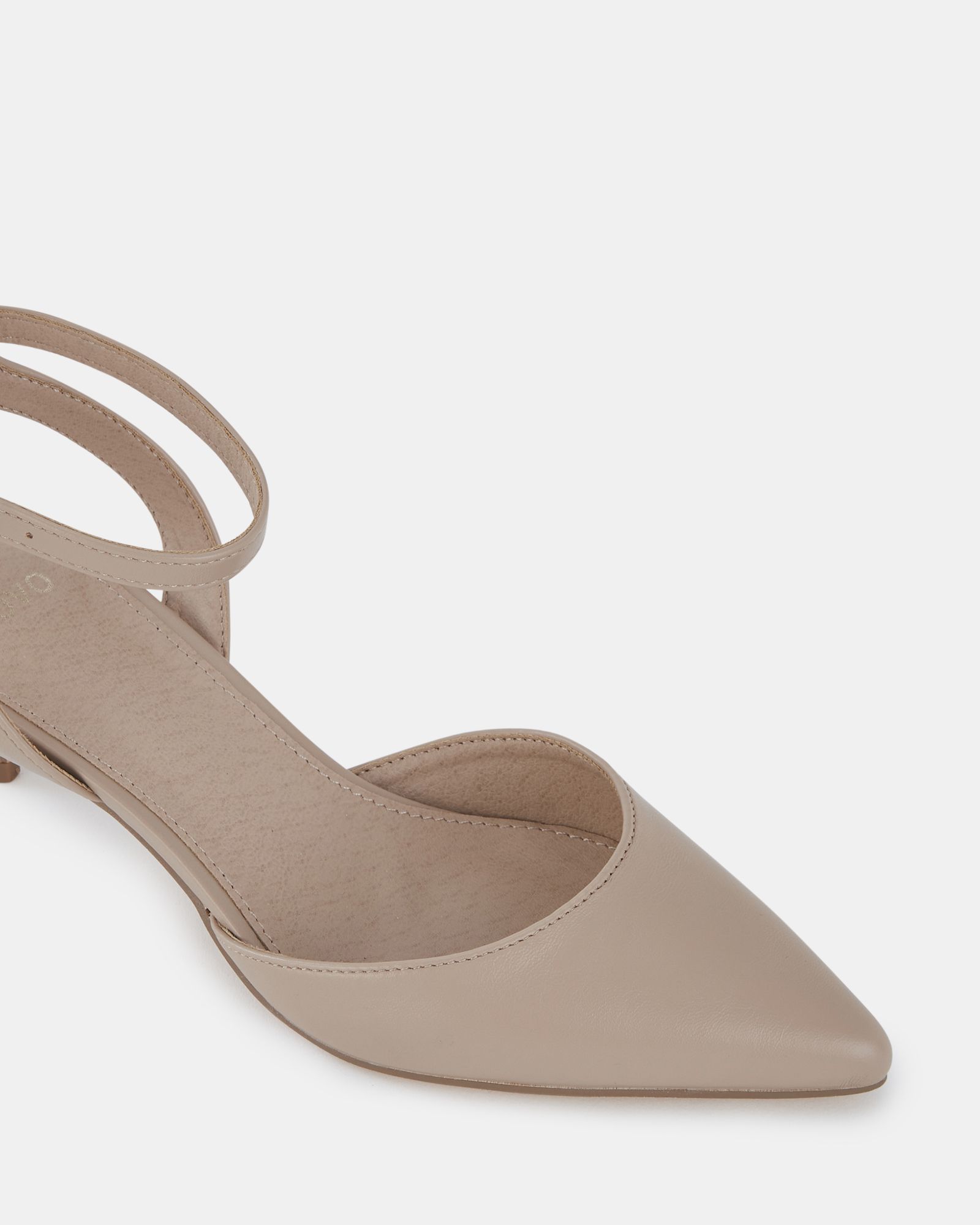 WIDE FIT INGERID Nude Low Heel Ankle Strap Court Shoe