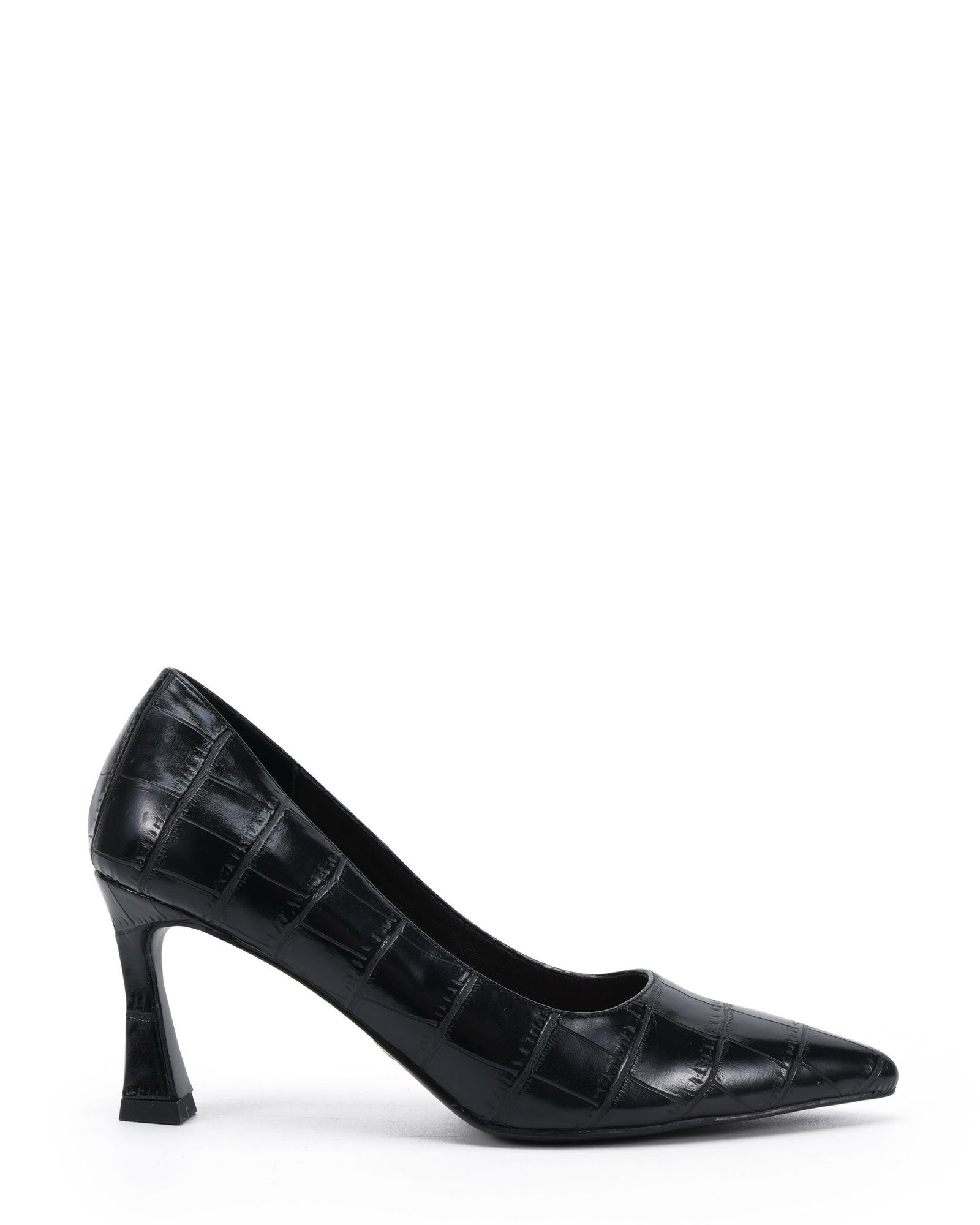 Iona Black Mid Height Point Toe Court Shoe