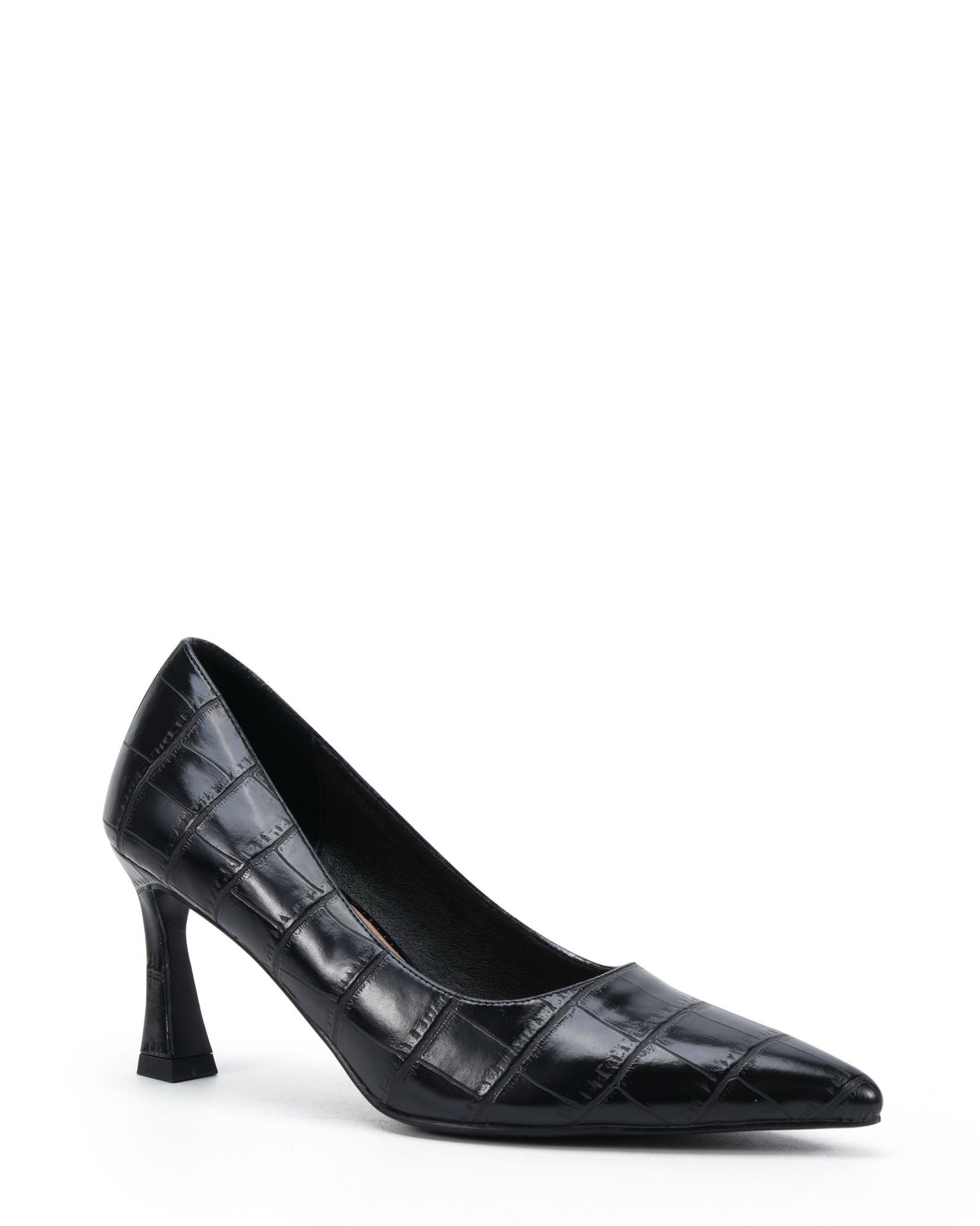 Iona Black Mid Height Point Toe Court Shoe