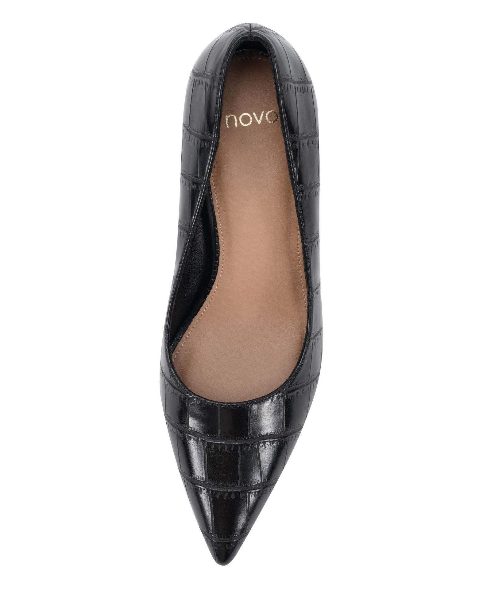 Iona Black Mid Height Point Toe Court Shoe
