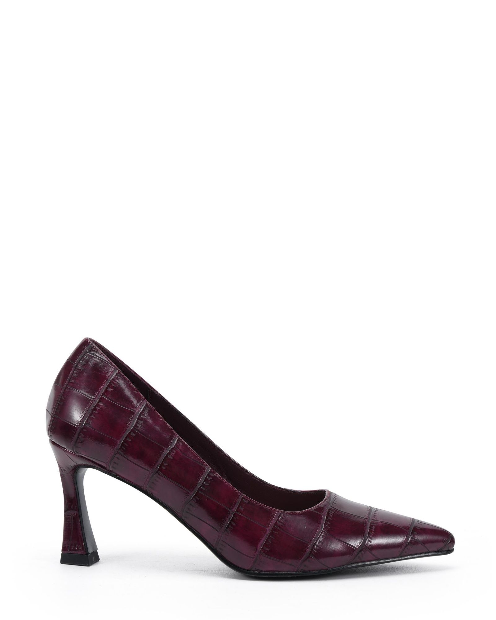 Iona Burgundy Mid Height Point Toe Court Shoe