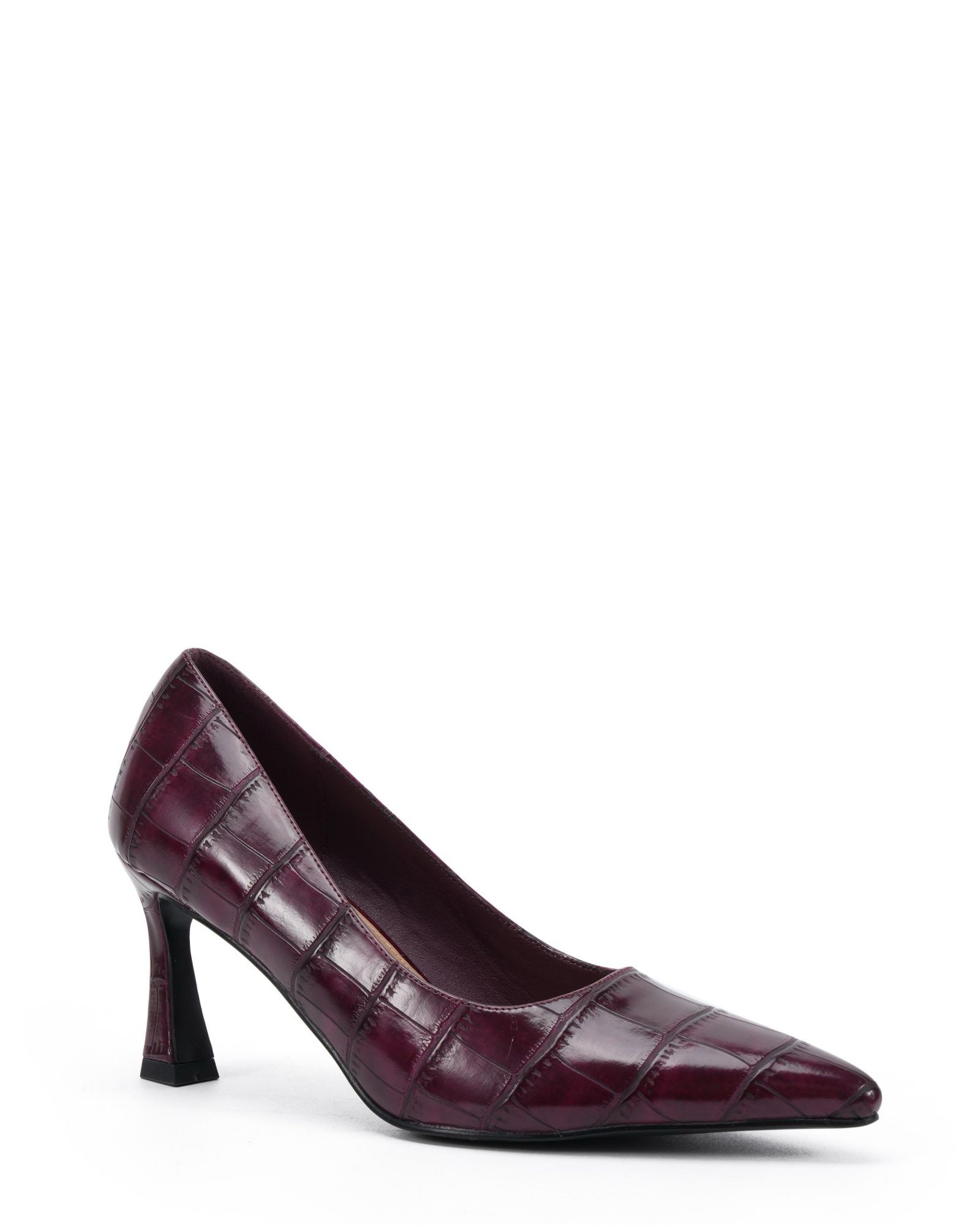 Iona Burgundy Mid Height Point Toe Court Shoe