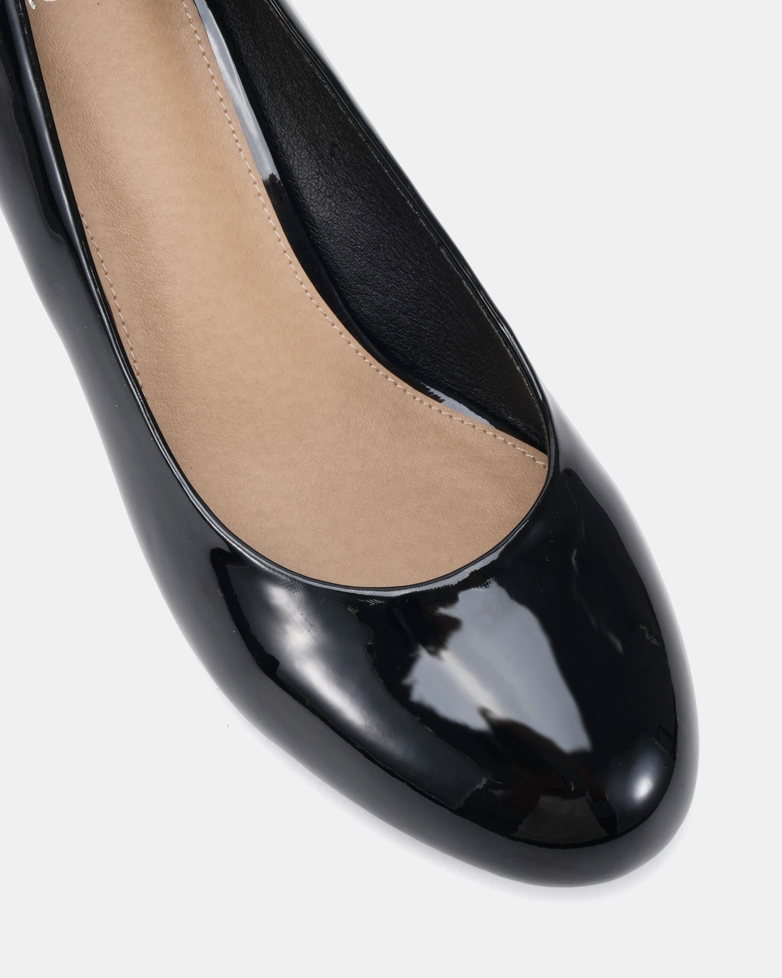 Wide Fit Iris Black Round Toe Mid Wedge Court Shoe