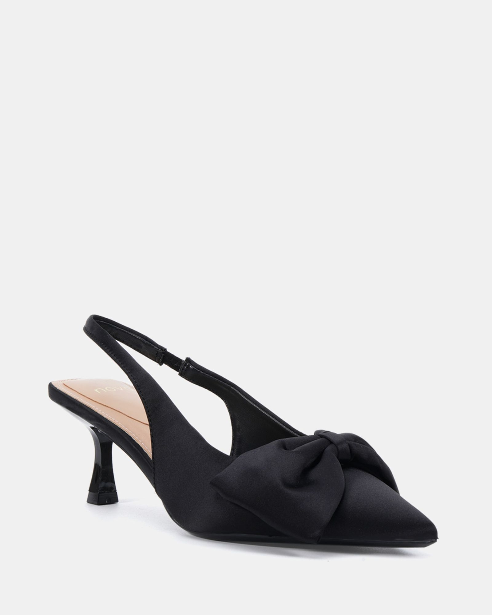 Isadora Bow Black Slingback Court Shoe