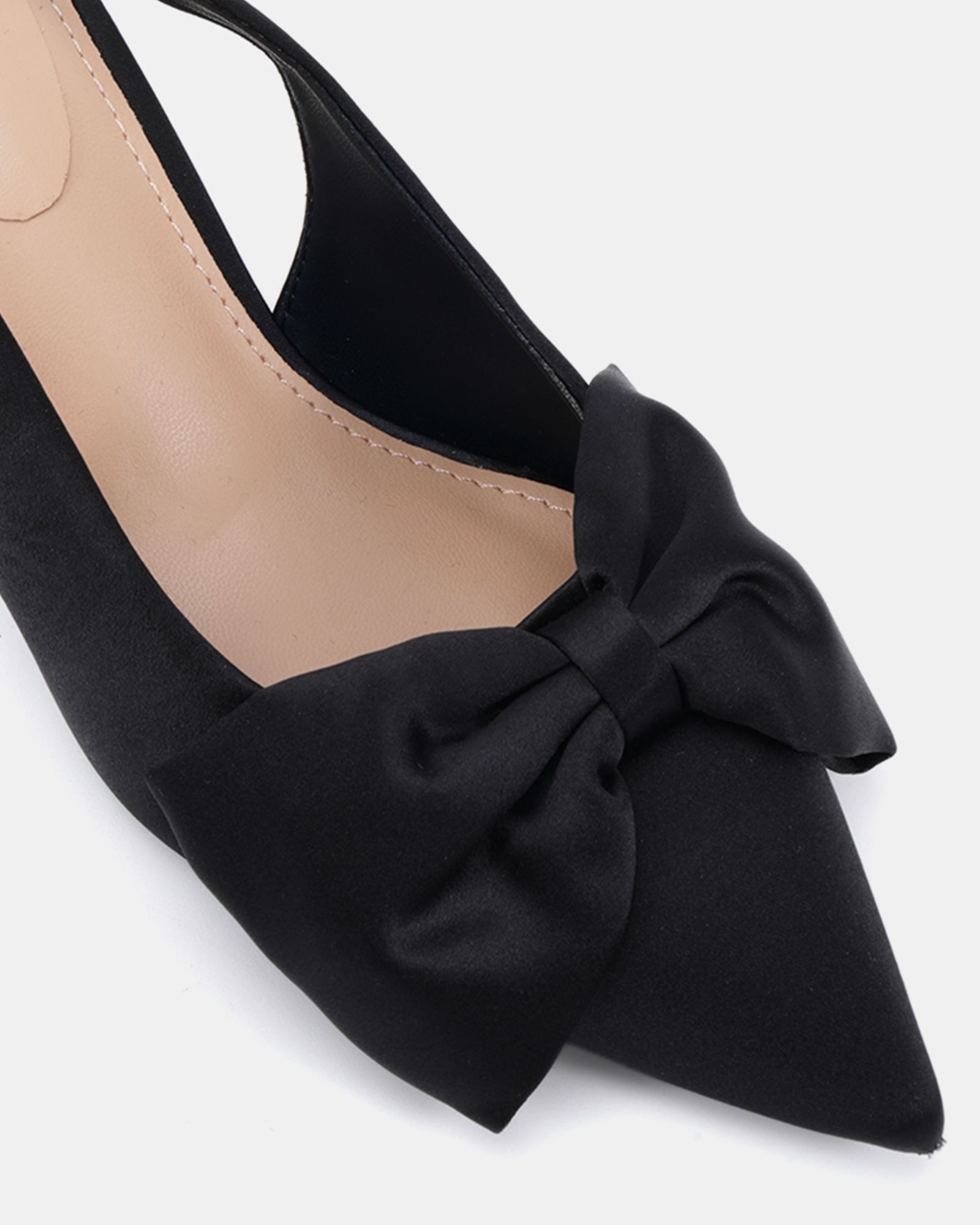 Isadora Bow Black Slingback Court Shoe