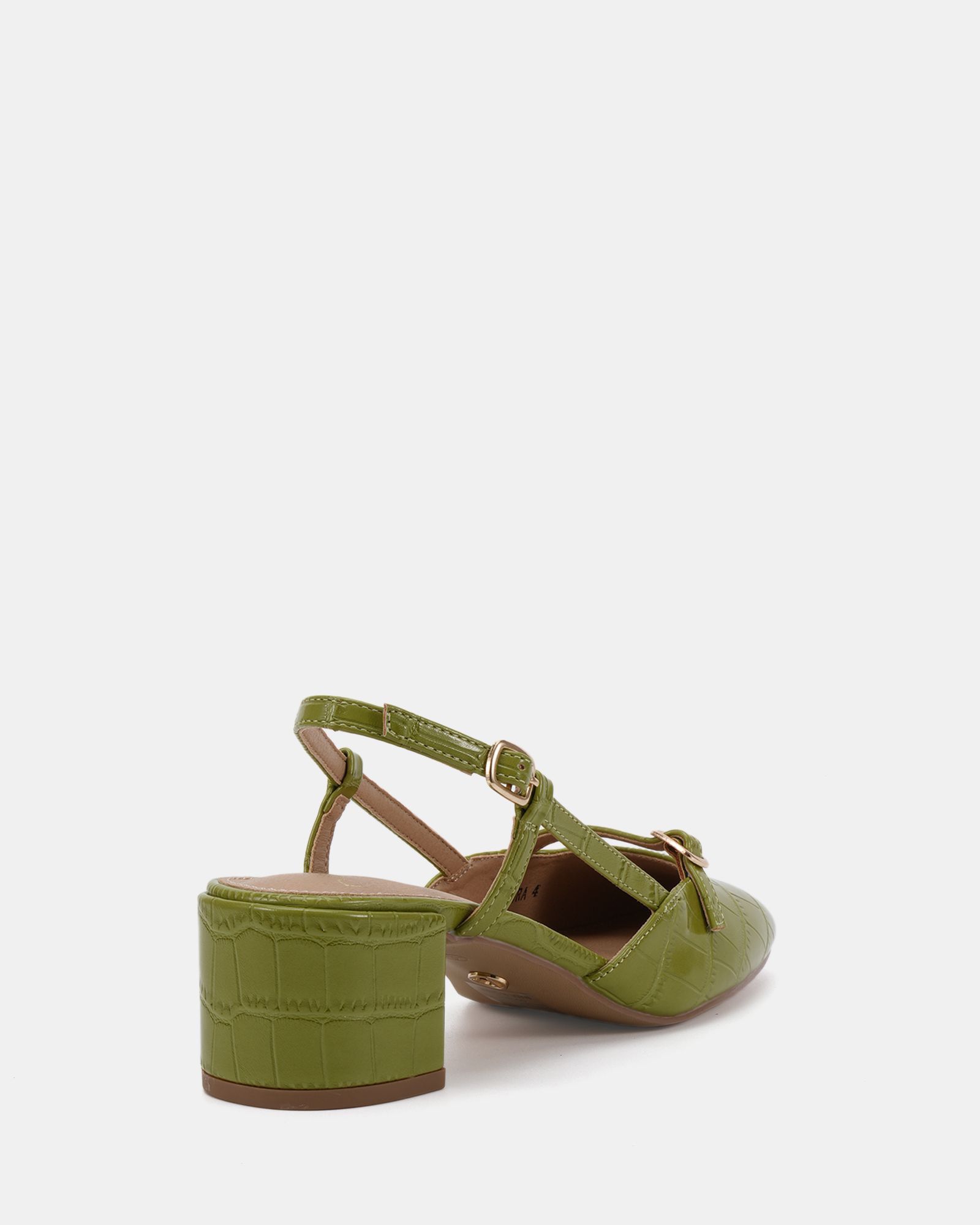 ISADORA Green Block Heel Mary Jane Slingback Court