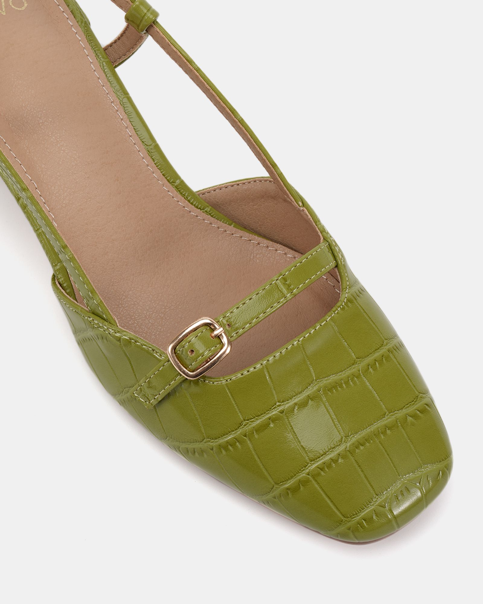 ISADORA Green Block Heel Mary Jane Slingback Court
