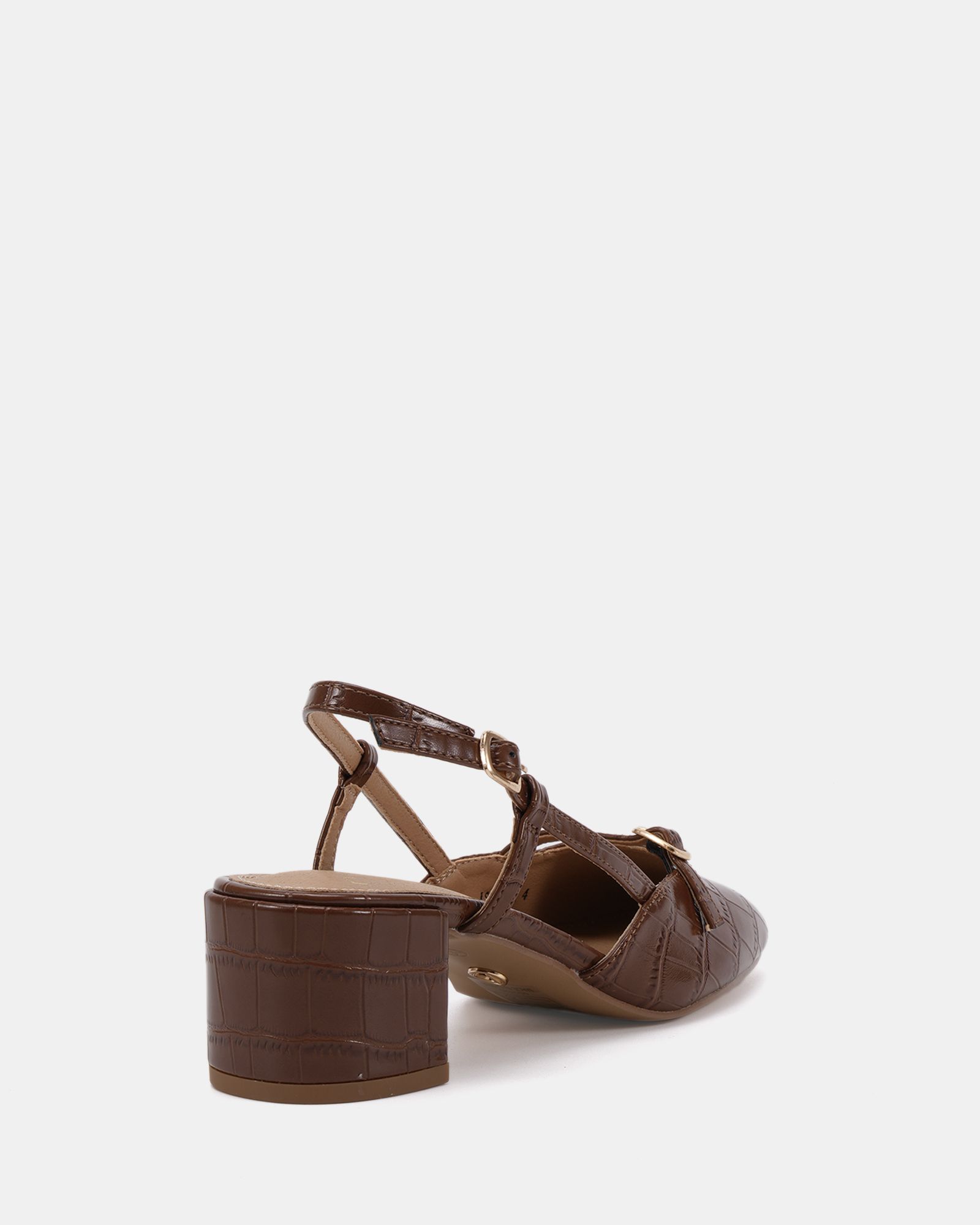 ISADORA Tan Block Heel Mary Jane Slingback Court